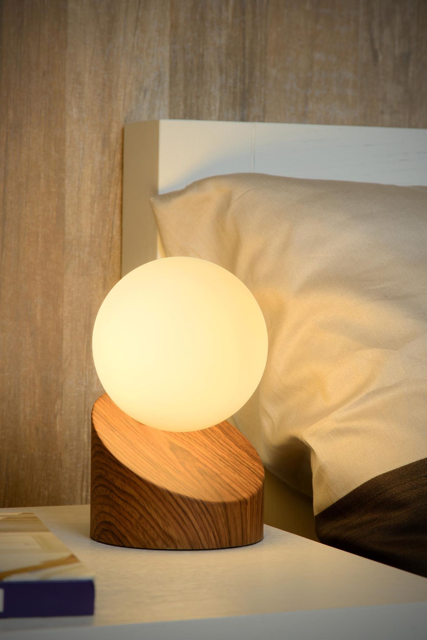 Lampa stołowa Len ciemnobrązowa podstawa
