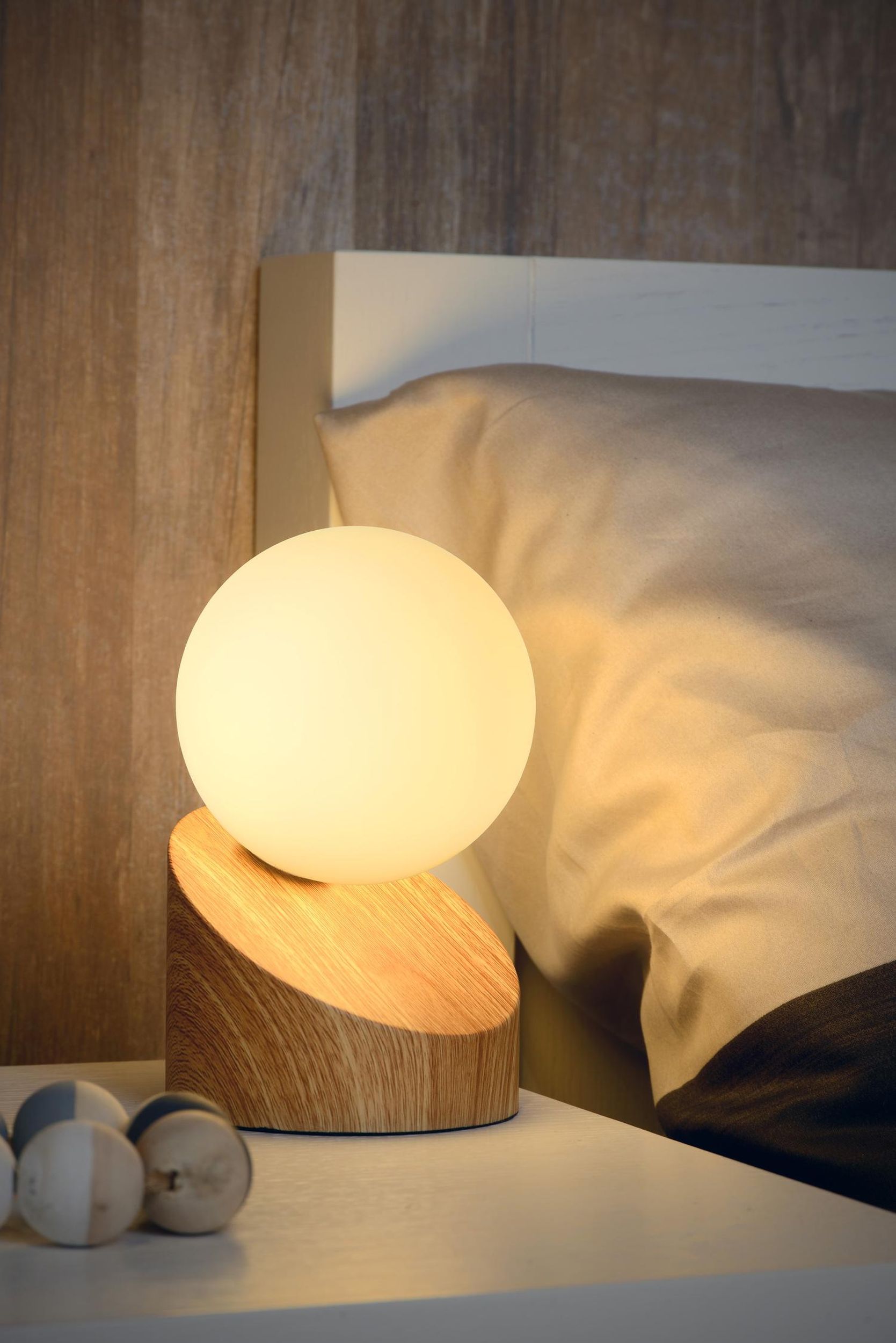 Lampa stołowa Len jasnobrązowa podstawa