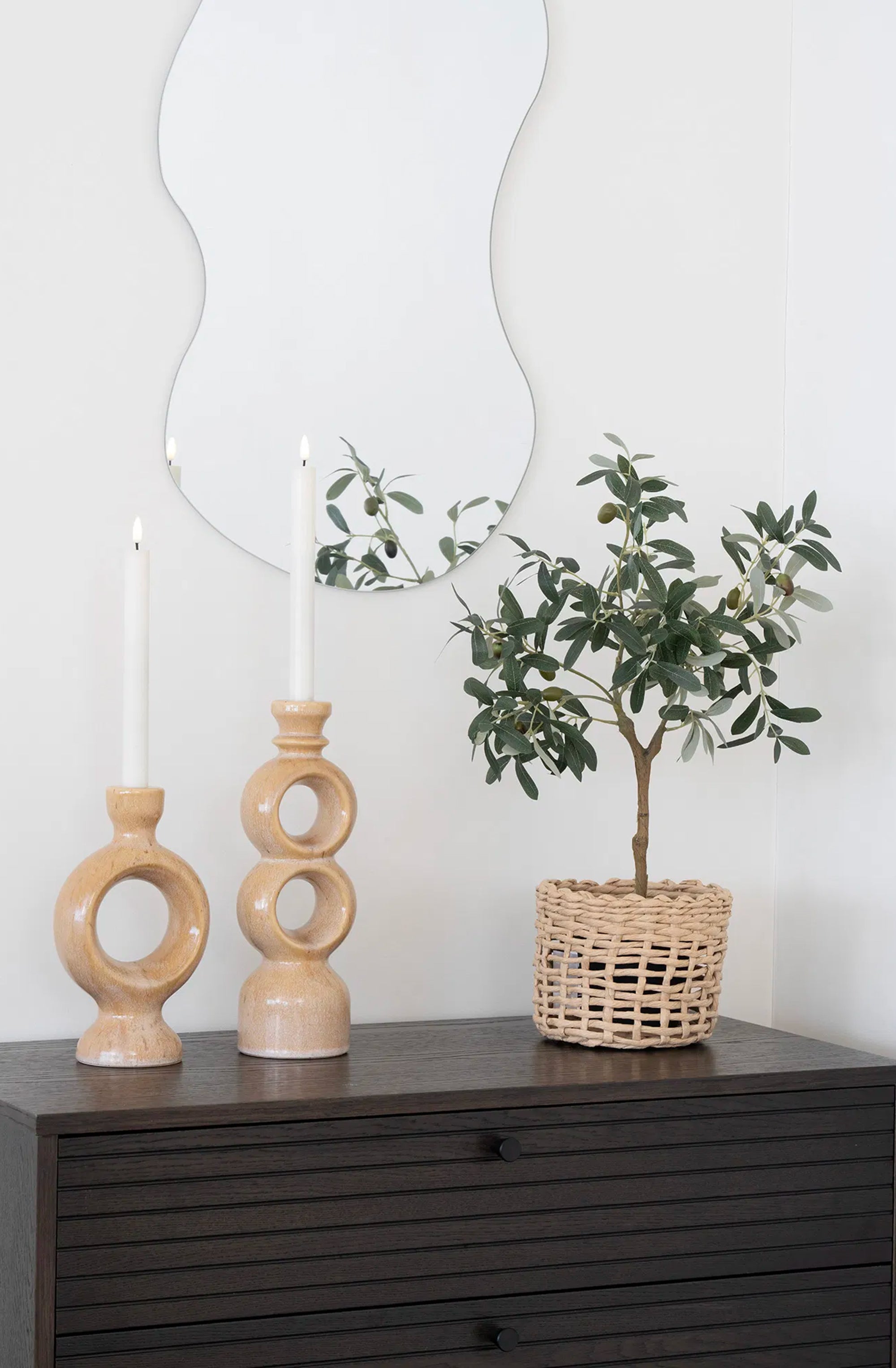 Świecznik Codeted ceramiczny 30,5 cm brązowy