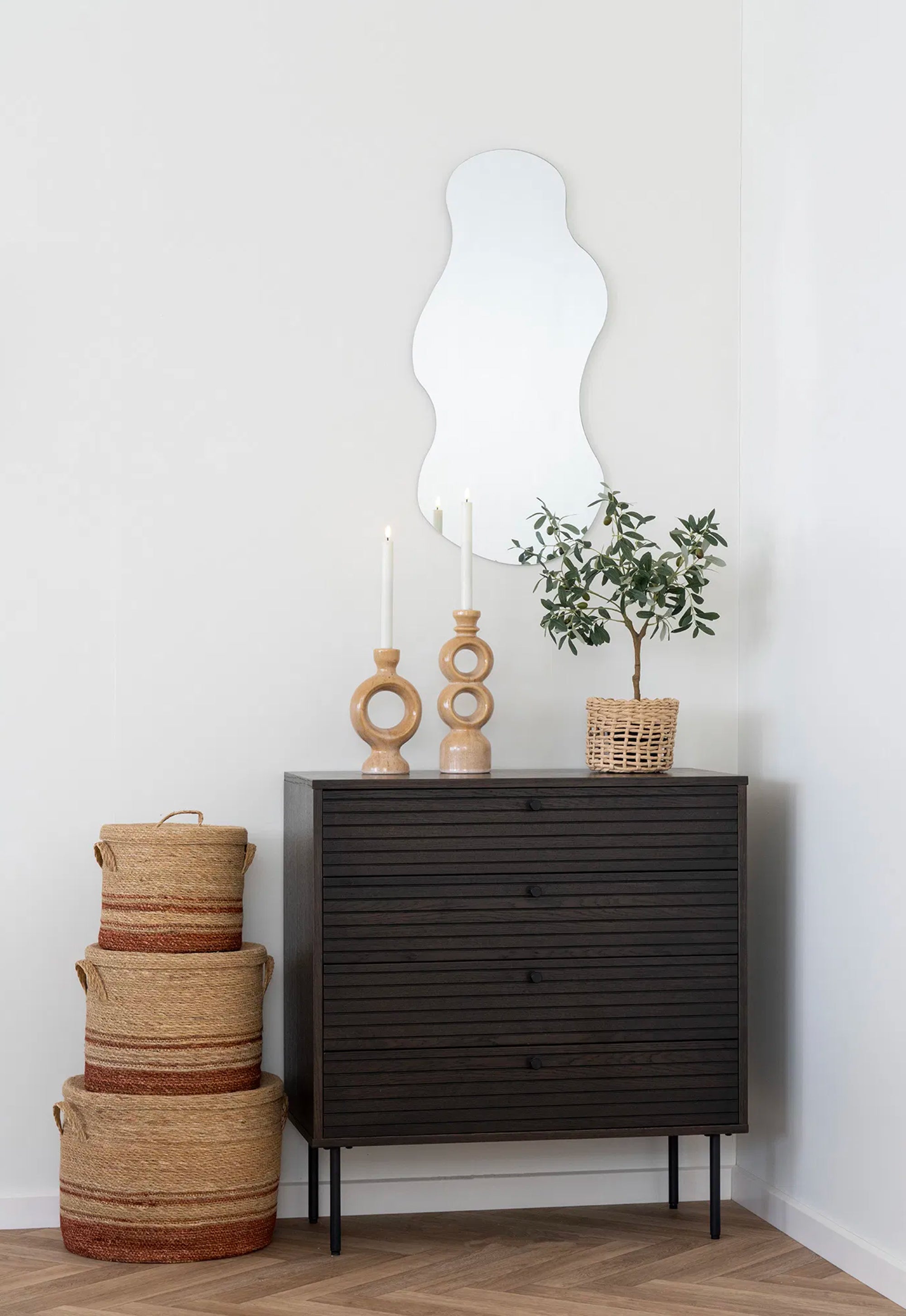 Świecznik Codeted ceramiczny 30,5 cm brązowy