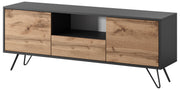 Szafka RTV Ploystea 137 cm Czarny / dąb wotan
