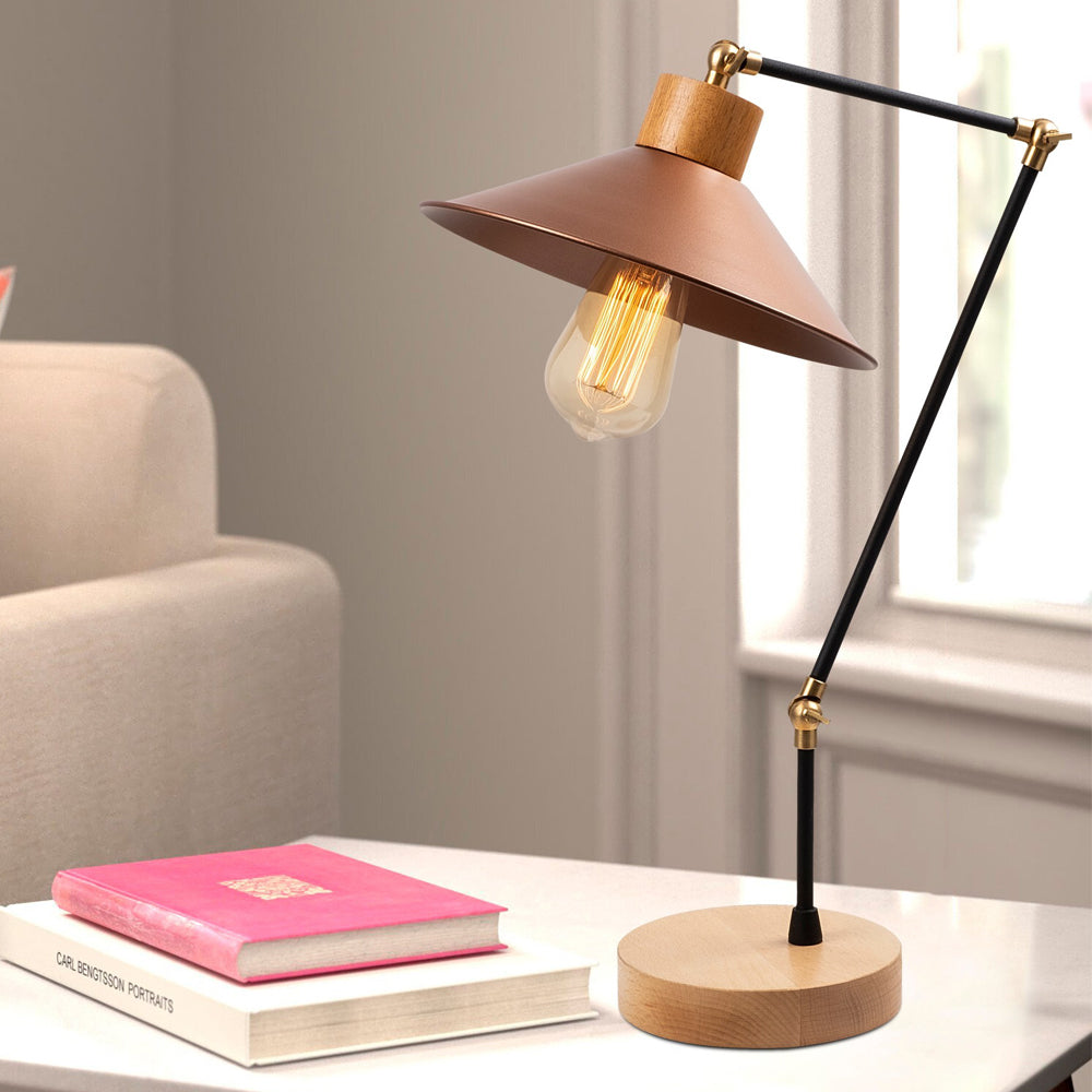 Lampa stołowa Jaspara kapelusz średnica 24 cm miedziana