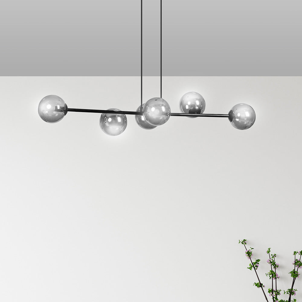 Lampa wisząca Sulmona czarna z grafitowymi kloszami x6