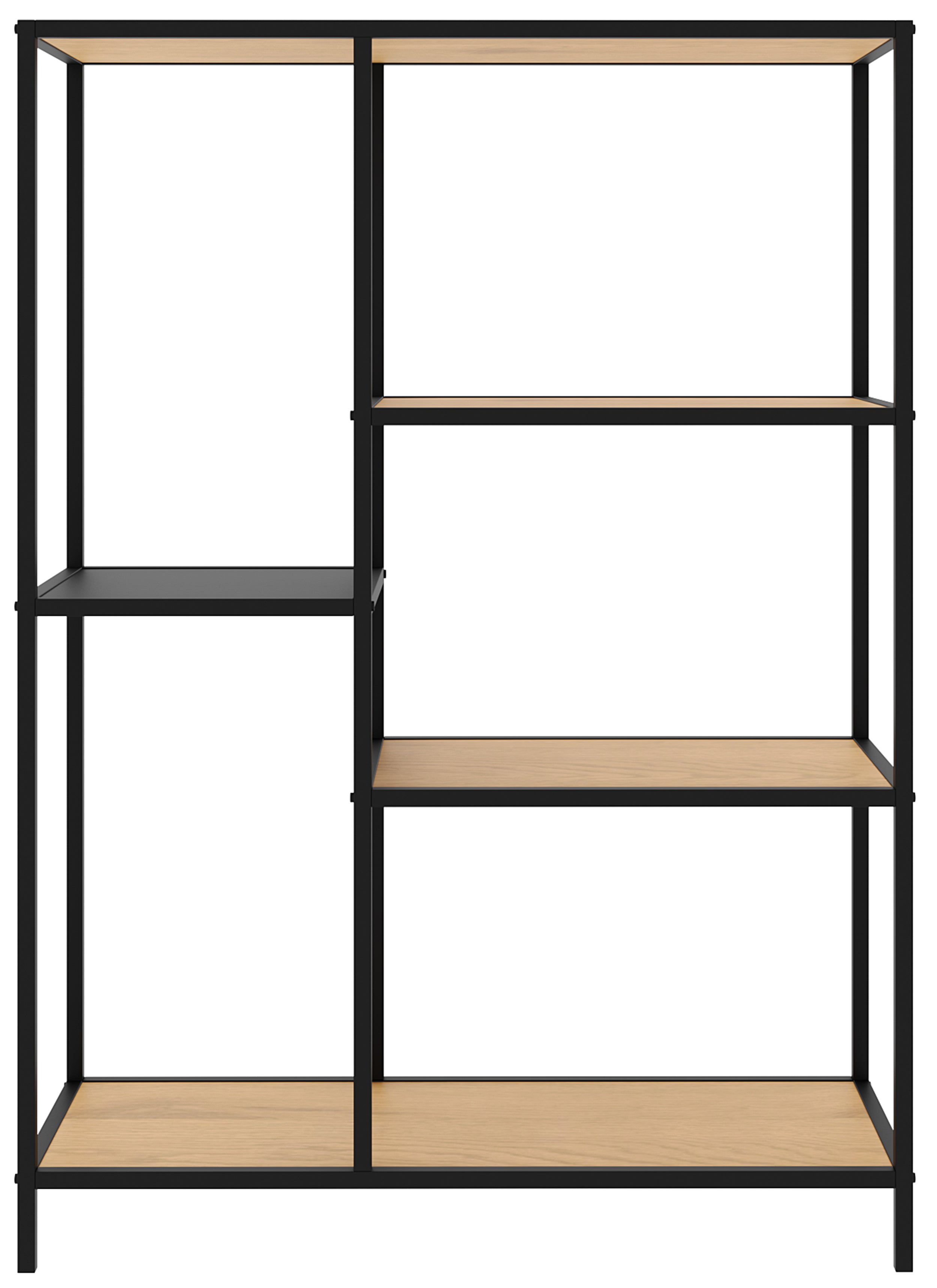 Regał otwarty Koneso 112 cm z pięcioma półkami dąb/czarny
