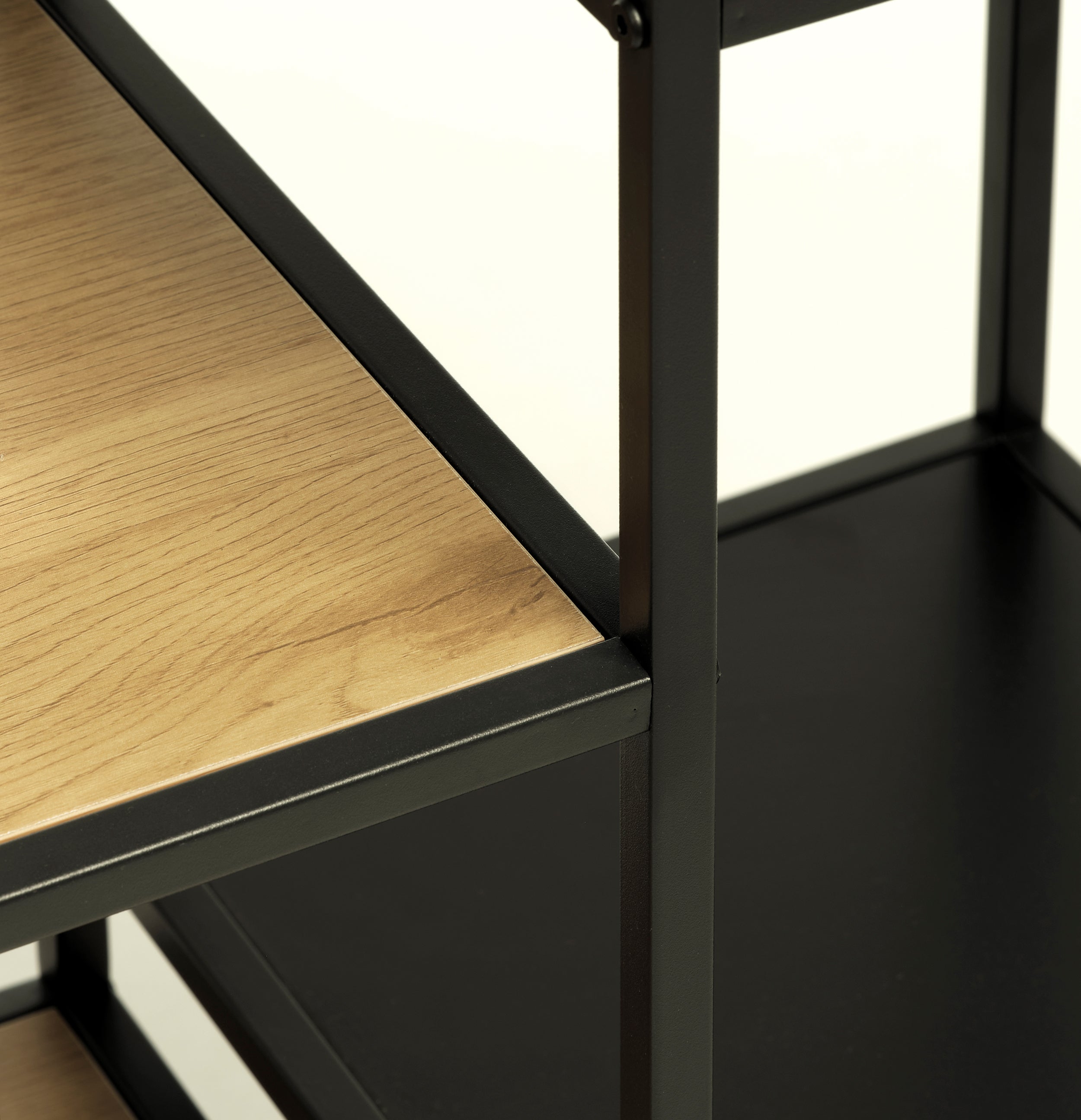 Regał otwarty Koneso 180 cm z dziewięcioma półkami dąb/czarny