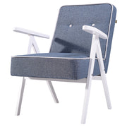 Fotel MidCentury niebiesko jasnoszary łatwoczyszczący