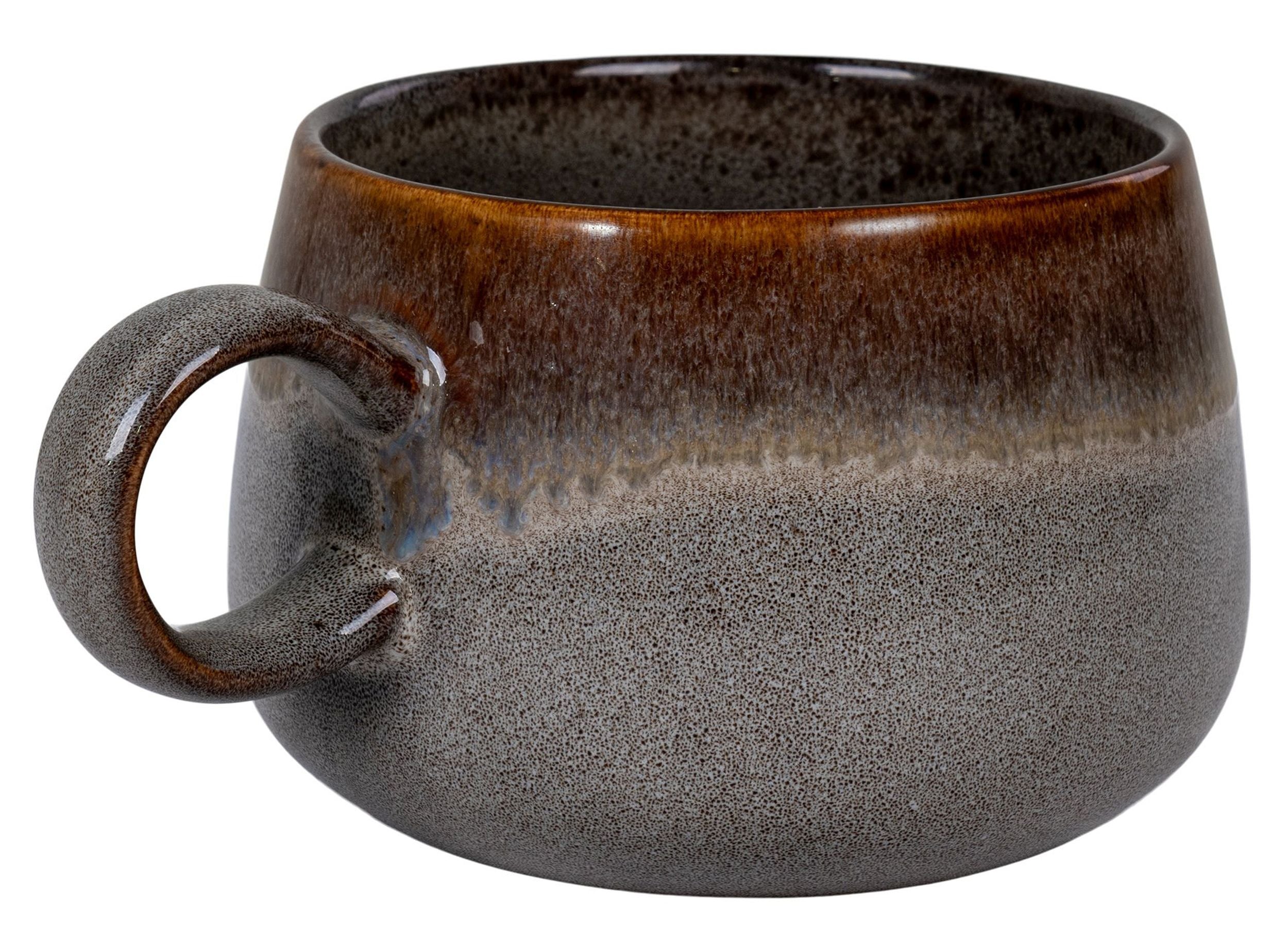 Zestaw czterech kubków ceramicznych Selma szaro-brązowe