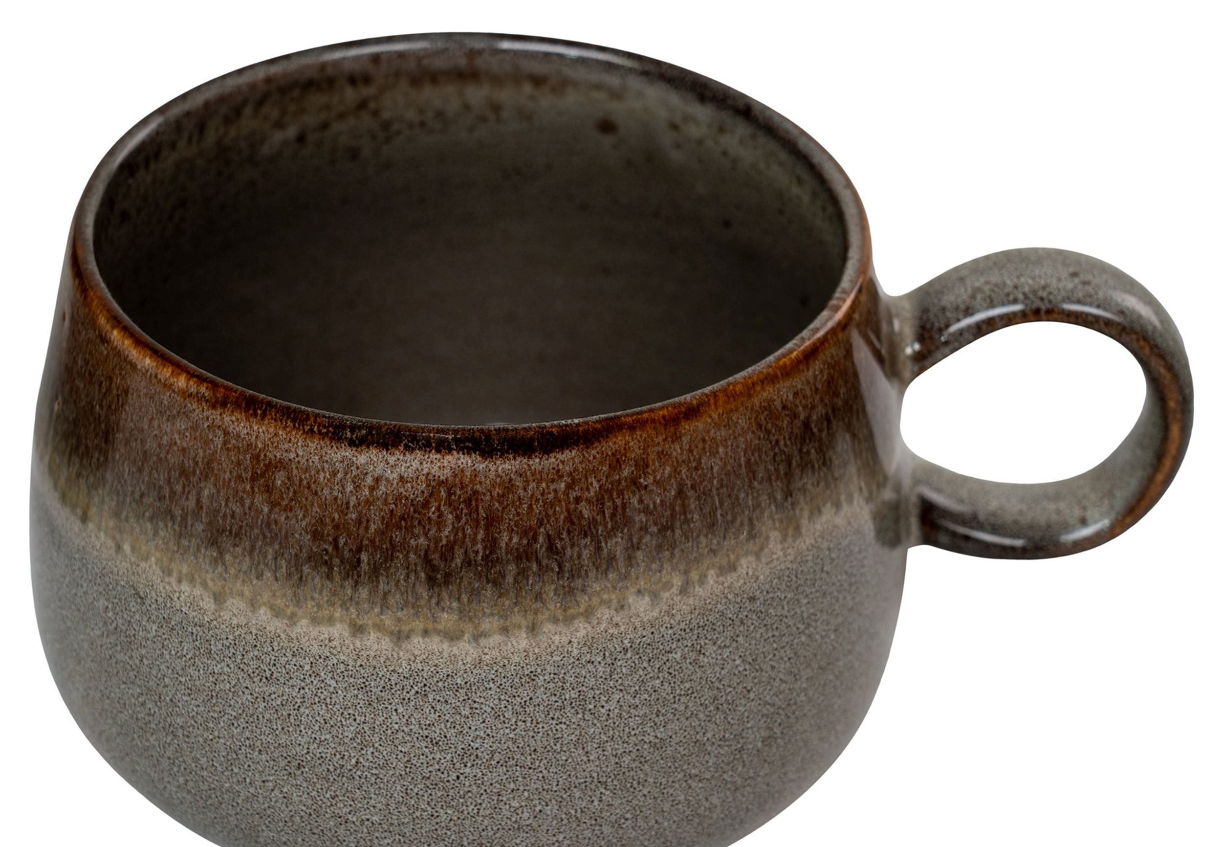 Zestaw czterech kubków ceramicznych Selma szaro-brązowe