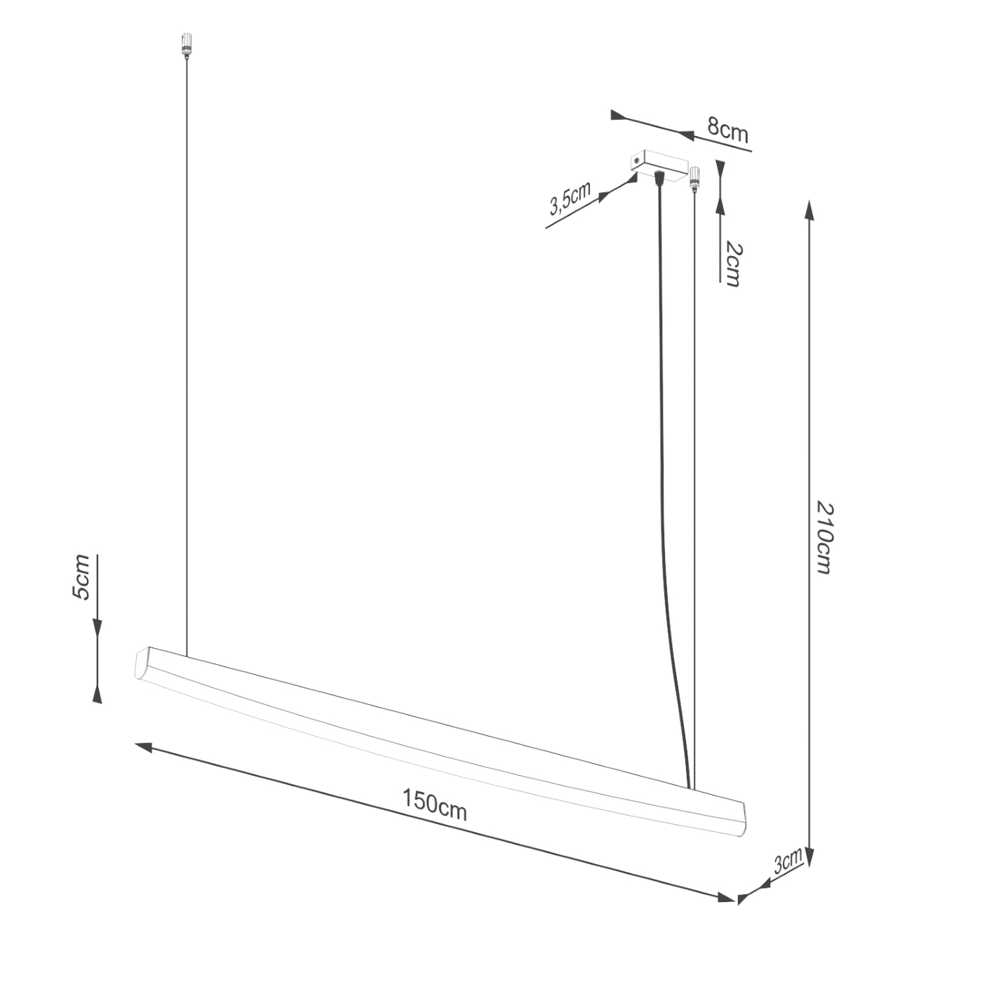 Lampa wisząca Jorun LED 150 cm biała 4000K