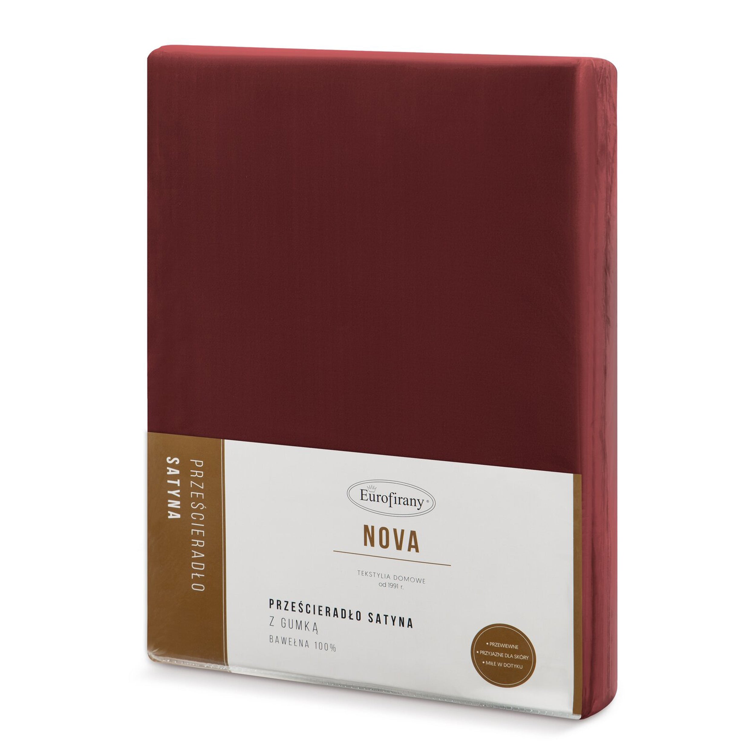 Prześcieradło z gumką Nova3 180x200 cm burgundowe