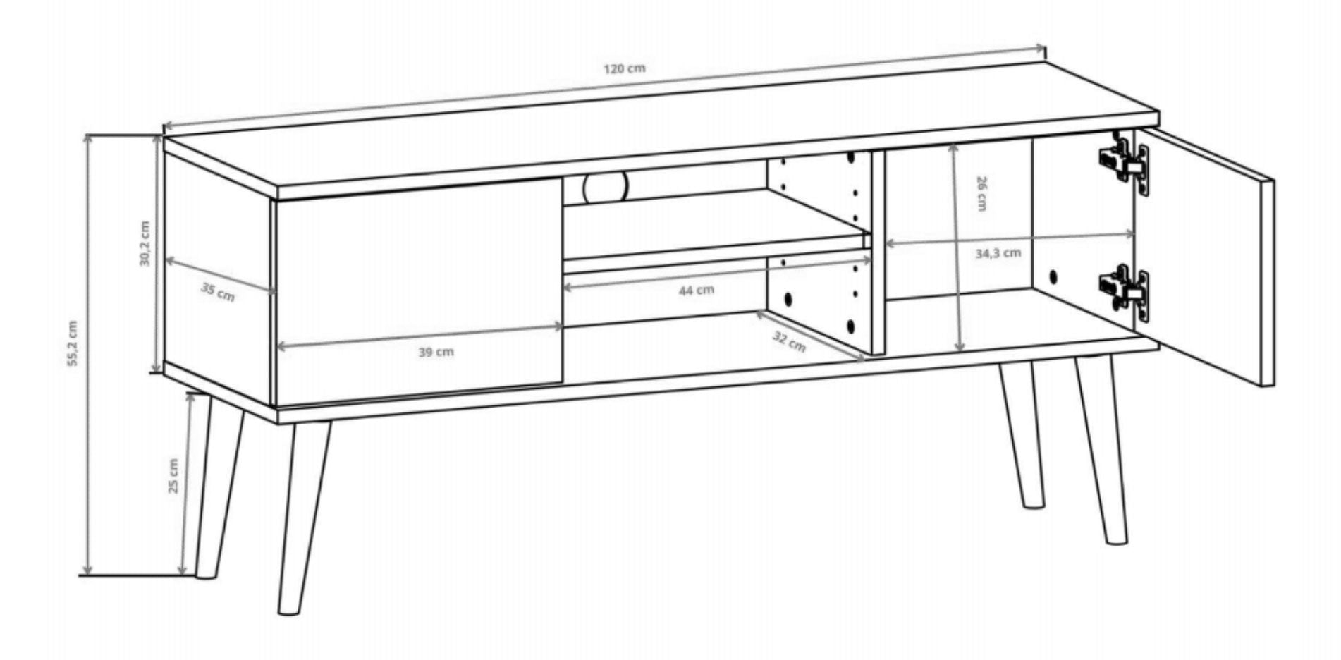 Szafka RTV Damally 120 cm czarna