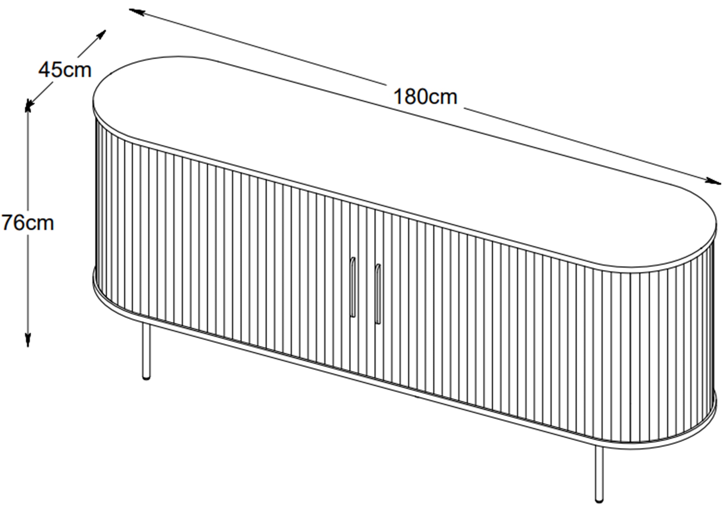 Komoda Gativel 180x76 cm lamele dąb palony