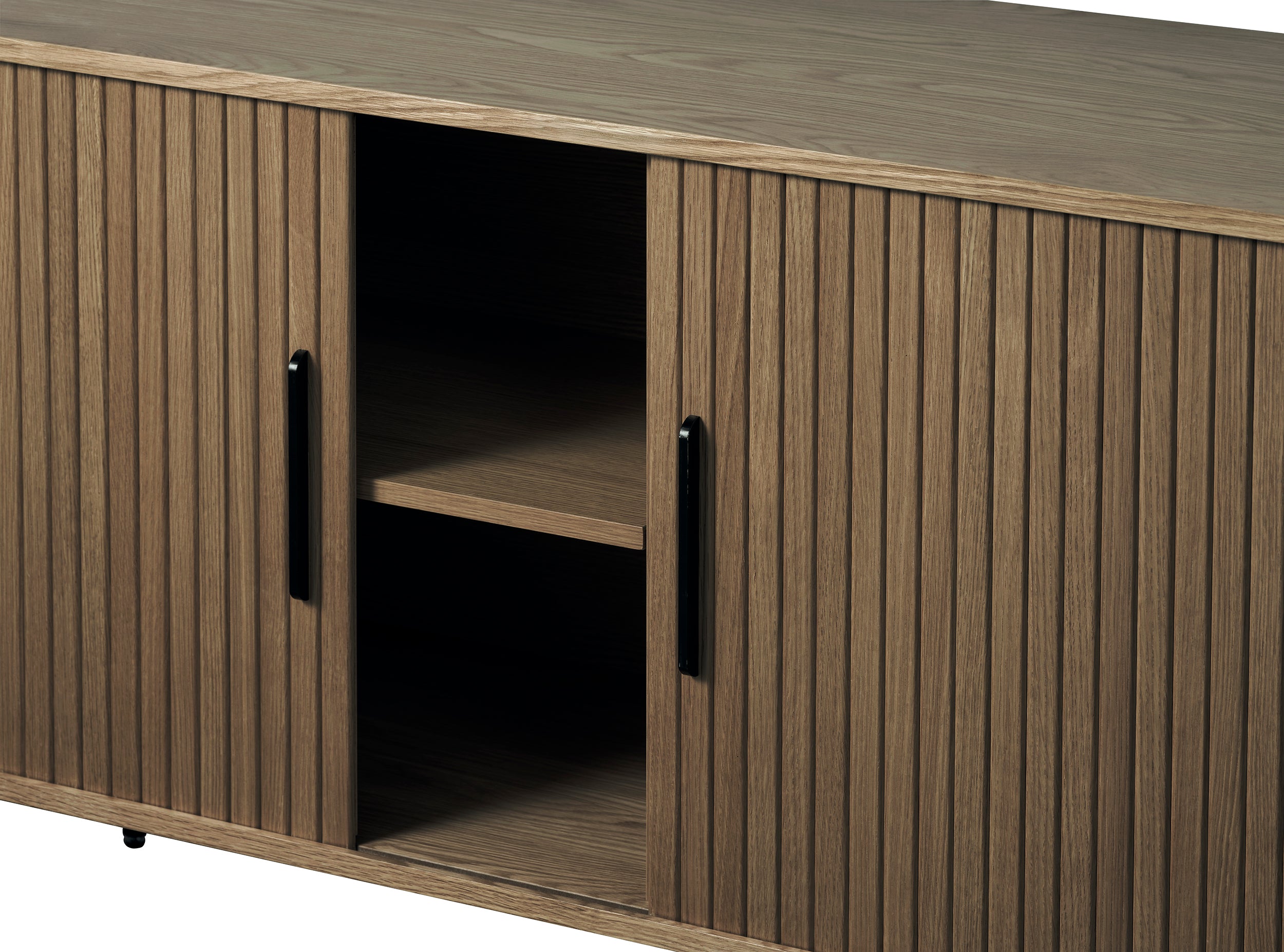 Komoda Gativel 180x76 cm lamele dąb palony
