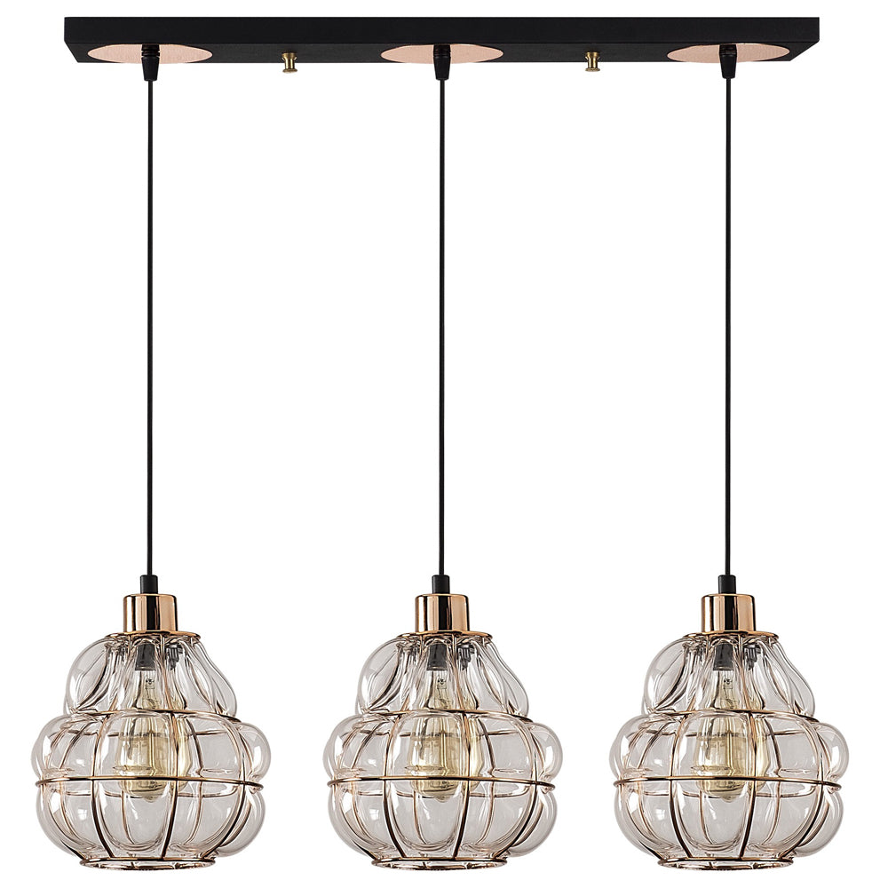 Lampa sufitowa Coradime x3 szklana gruszka 73 cm miedziana