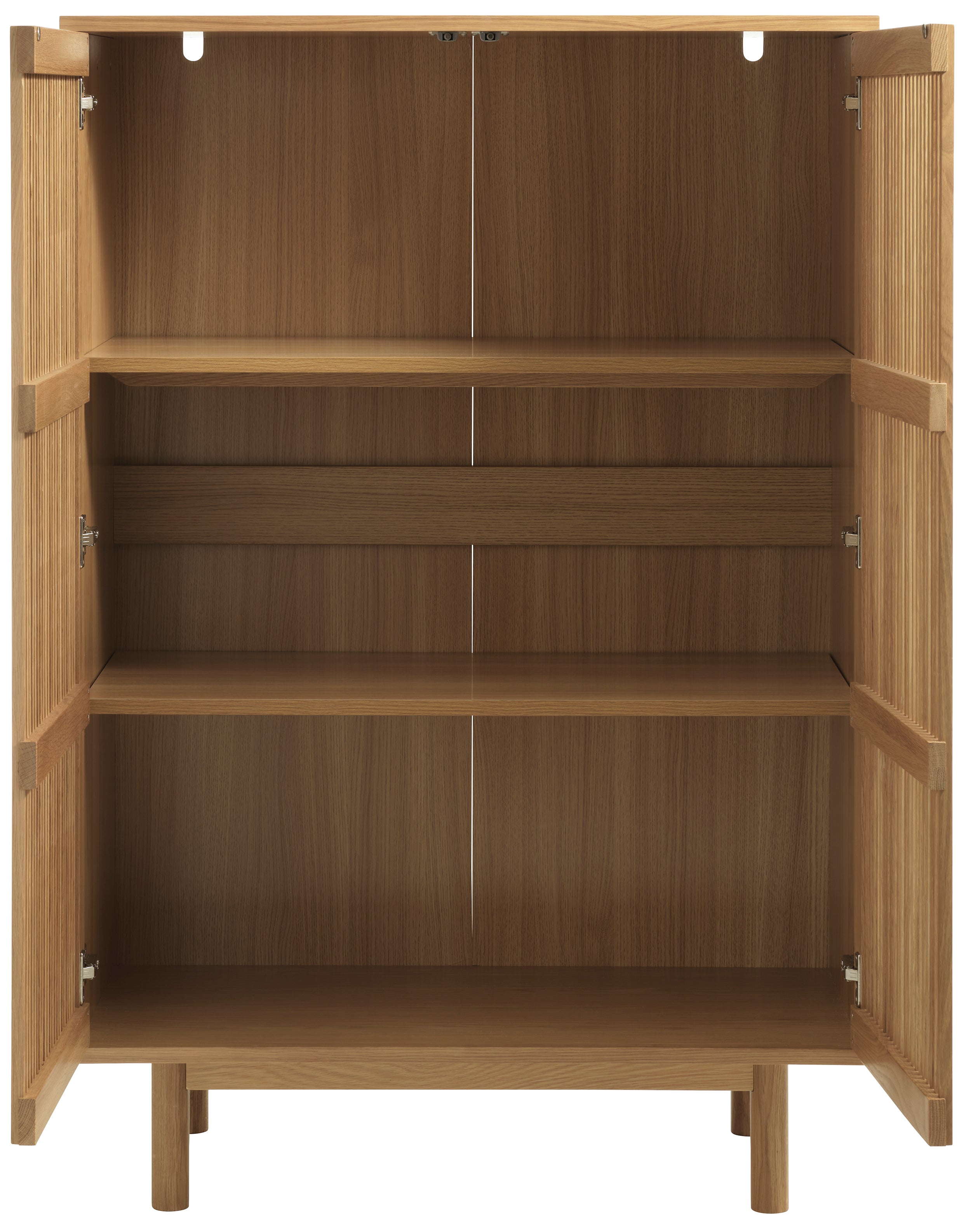 Komoda wysoka Bruzel 140 cm lamele dąb naturalny