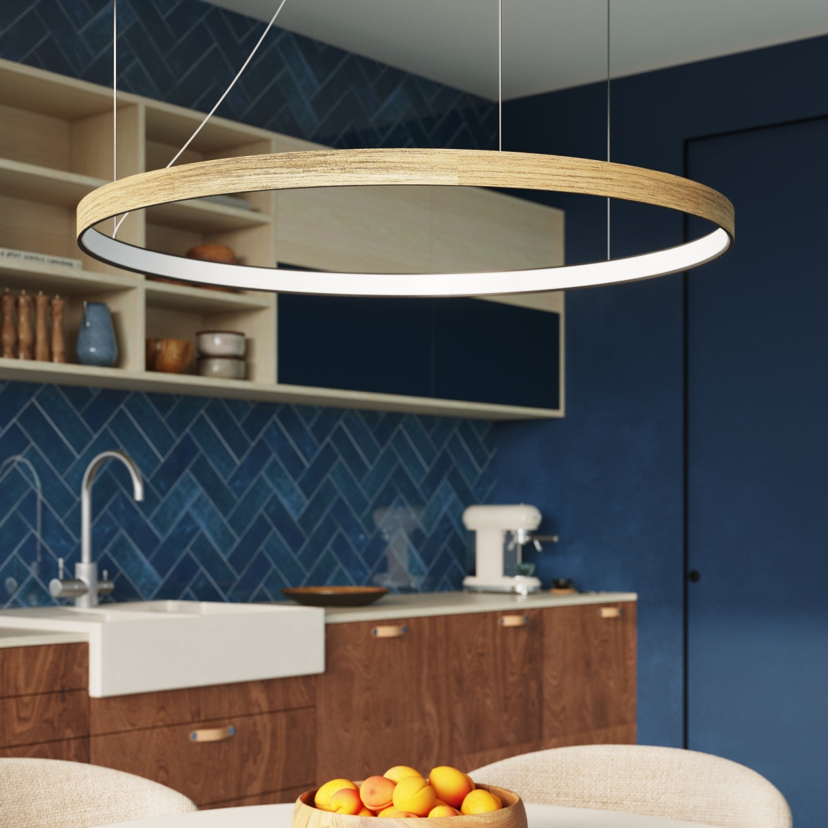 Żyrandol Rio Eik LED 78 cm naturalne drewno 3000K