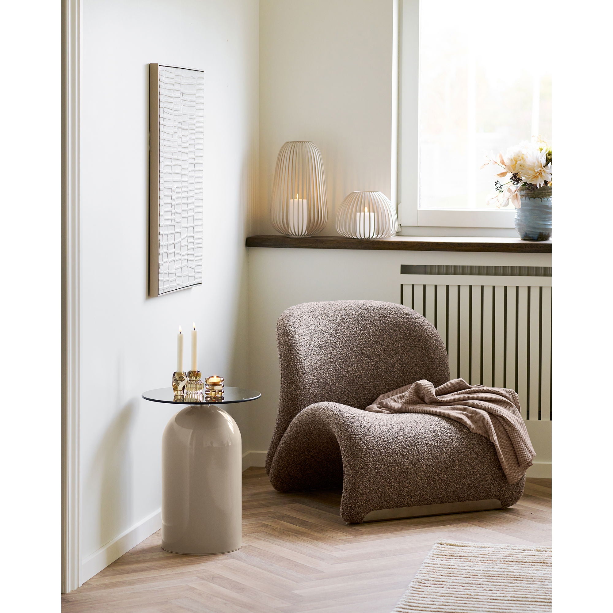 Dekoracja ścienna Ena 80x60 cm z efektem 3D beżowa