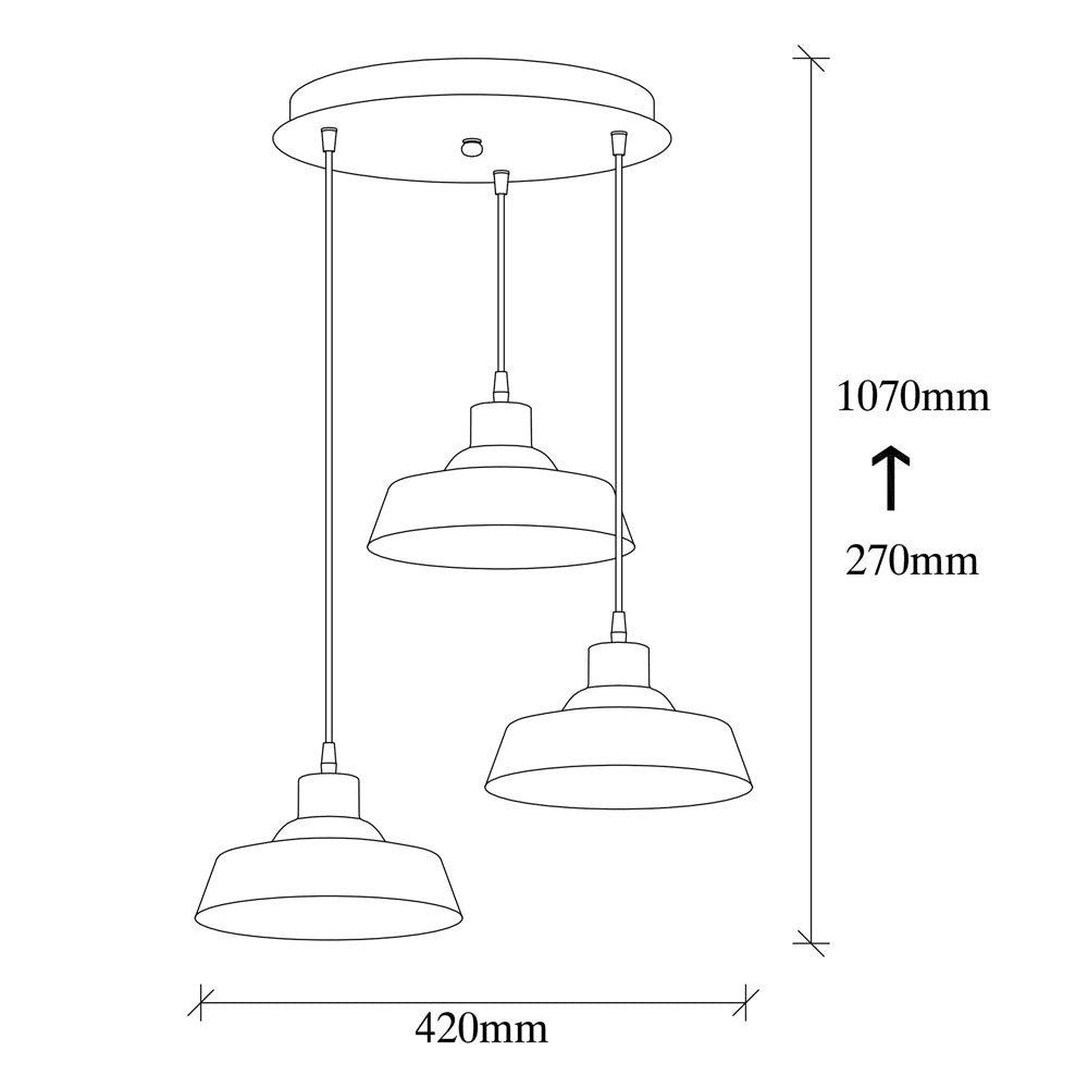 Lampa wisząca Frodes x3 na okrągłej podsufitce złota
