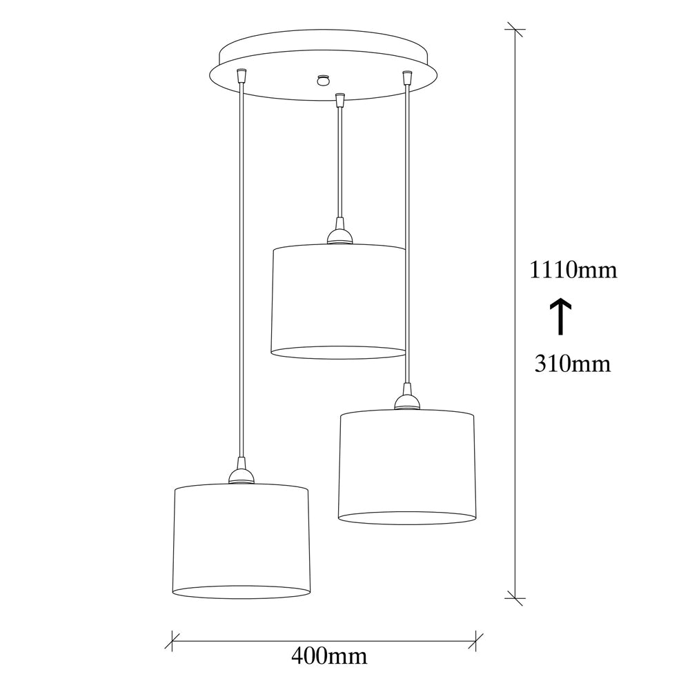 Lampa wisząca Hortensis x3 kaskada czarna 40 cm