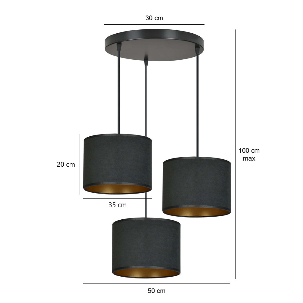 Lampa wisząca Hellid x3 asymetryczna średnica 50 cm czarna