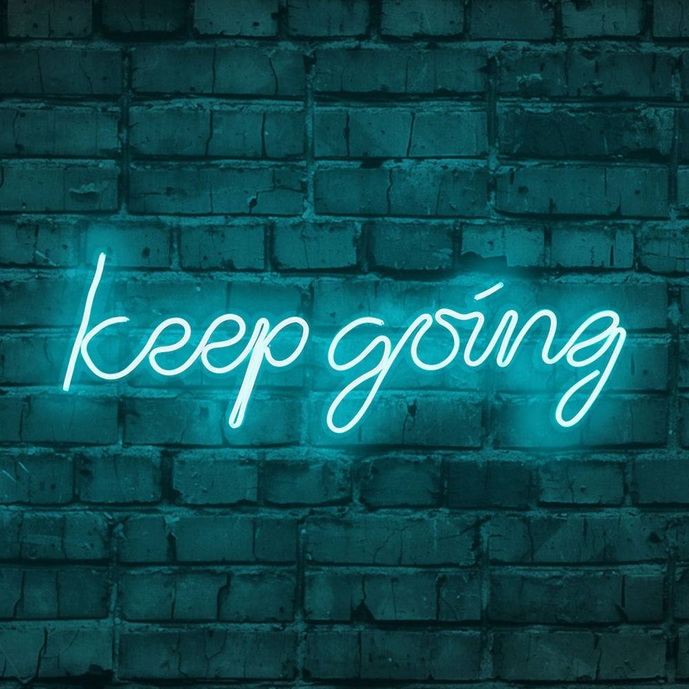 Neon na ścianę Letely z napisem Keep Going niebieski