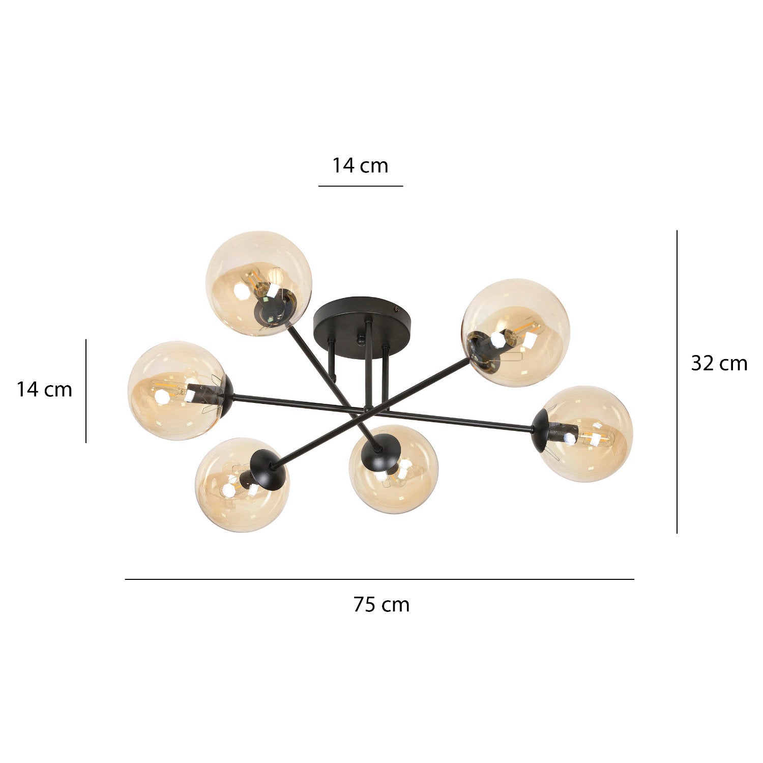 Lampa sufitowa Minturno miodowa x6