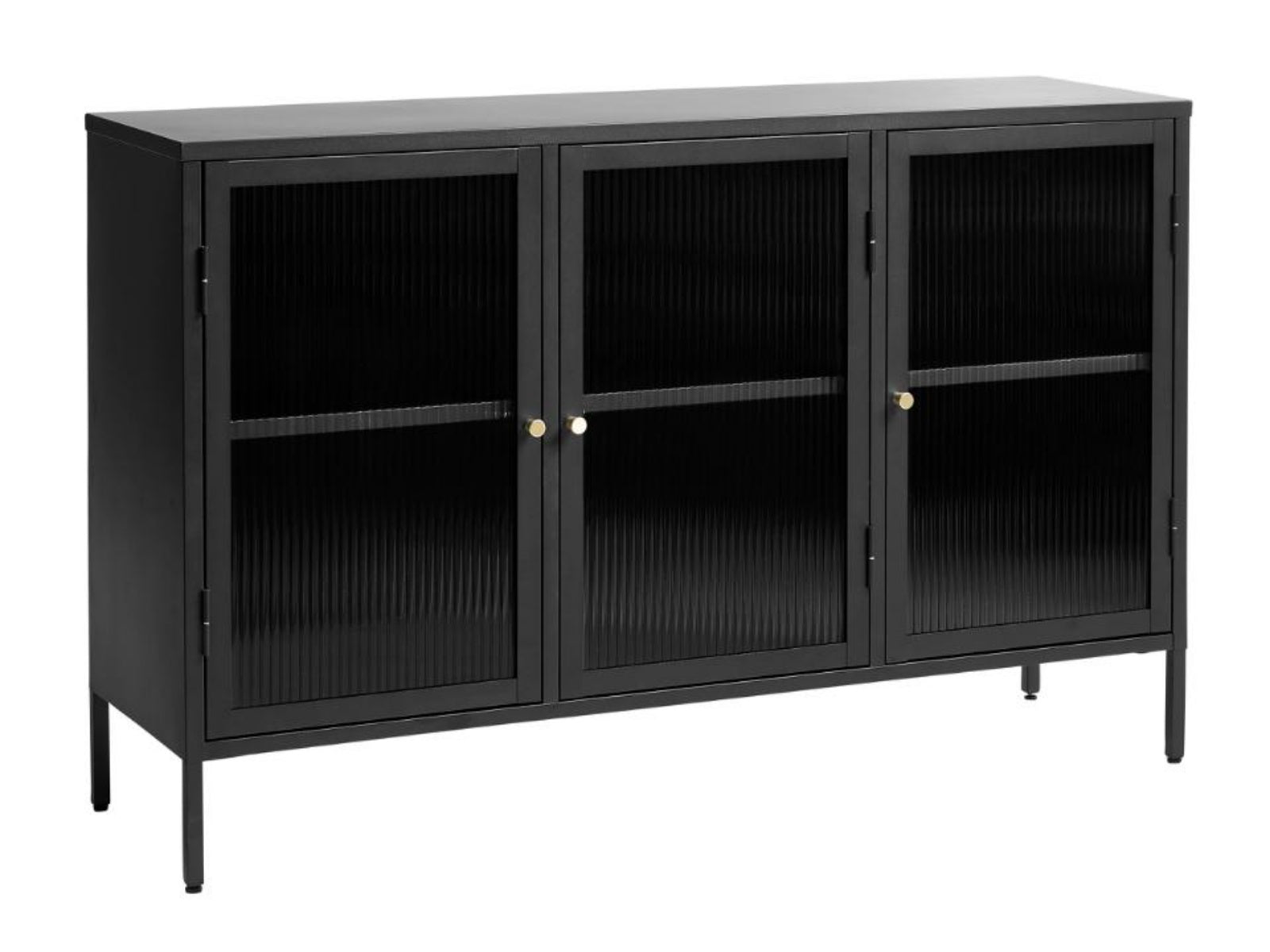 Witryna metalowa Avensunly 85 cm z przeszkleniem czarna