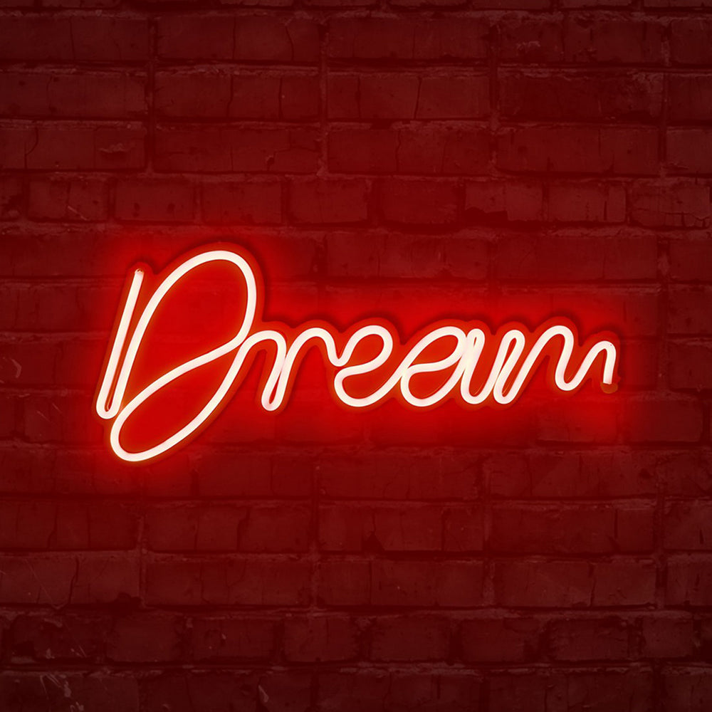 Neon na ścianę Letely z napisem Dream czerwony