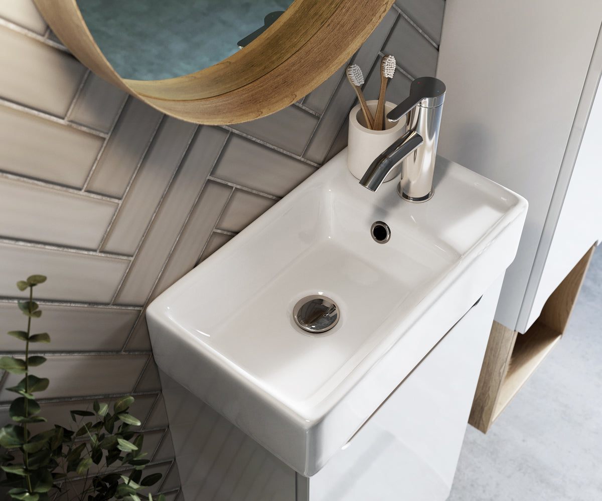 Szafka pod umywalkę Saeli wisząca biały połysk 39x22 cm