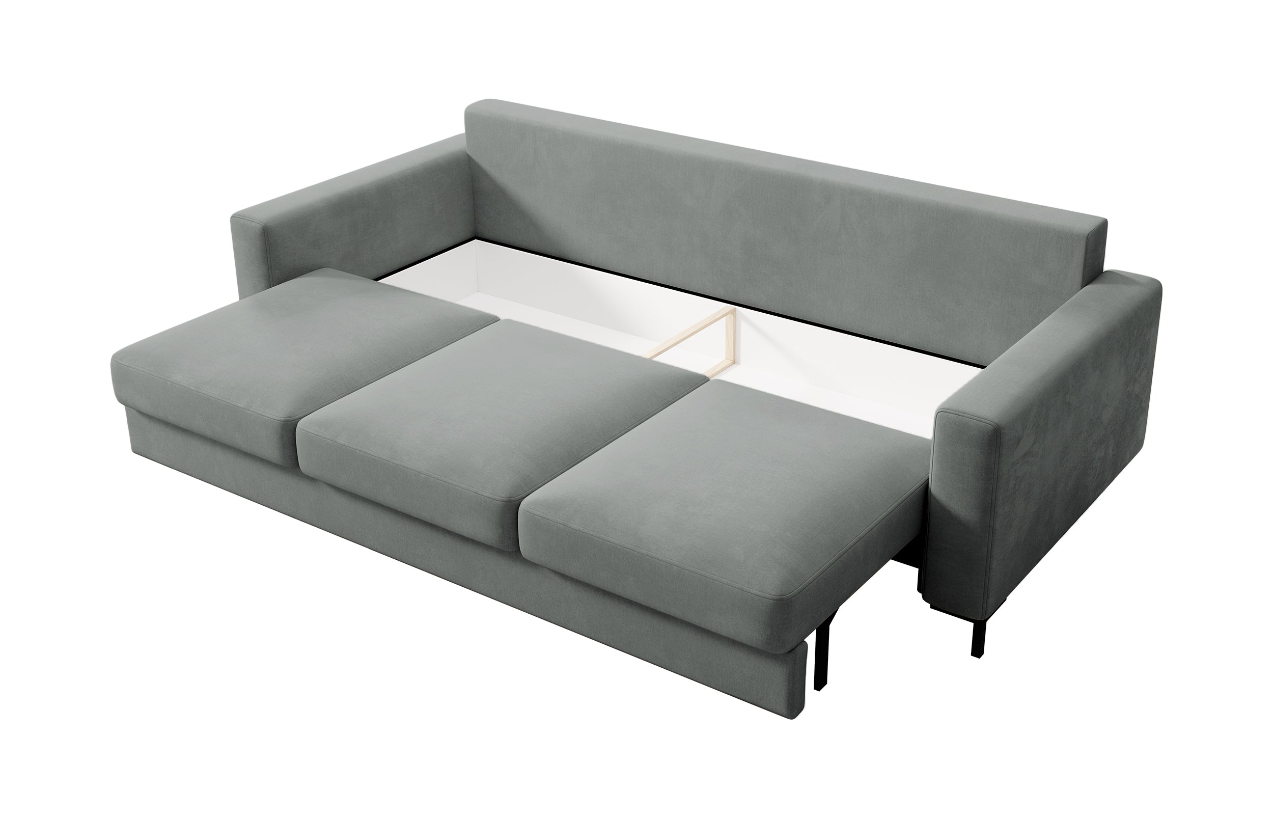 Kanapa rozkładana trzyosobowa Mokpeo z pojemnikiem szara welur