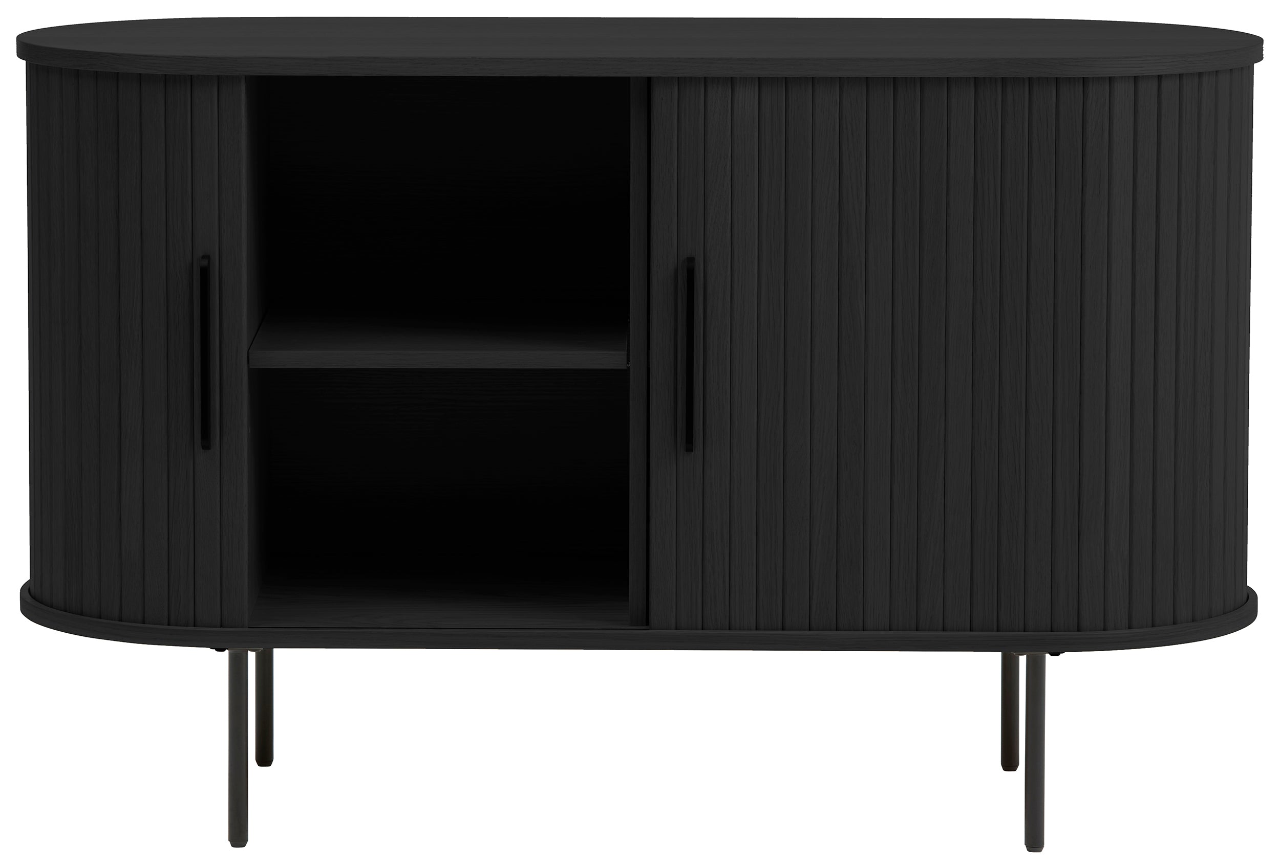 Komoda Gativel 120 cm lamele dąb czarny
