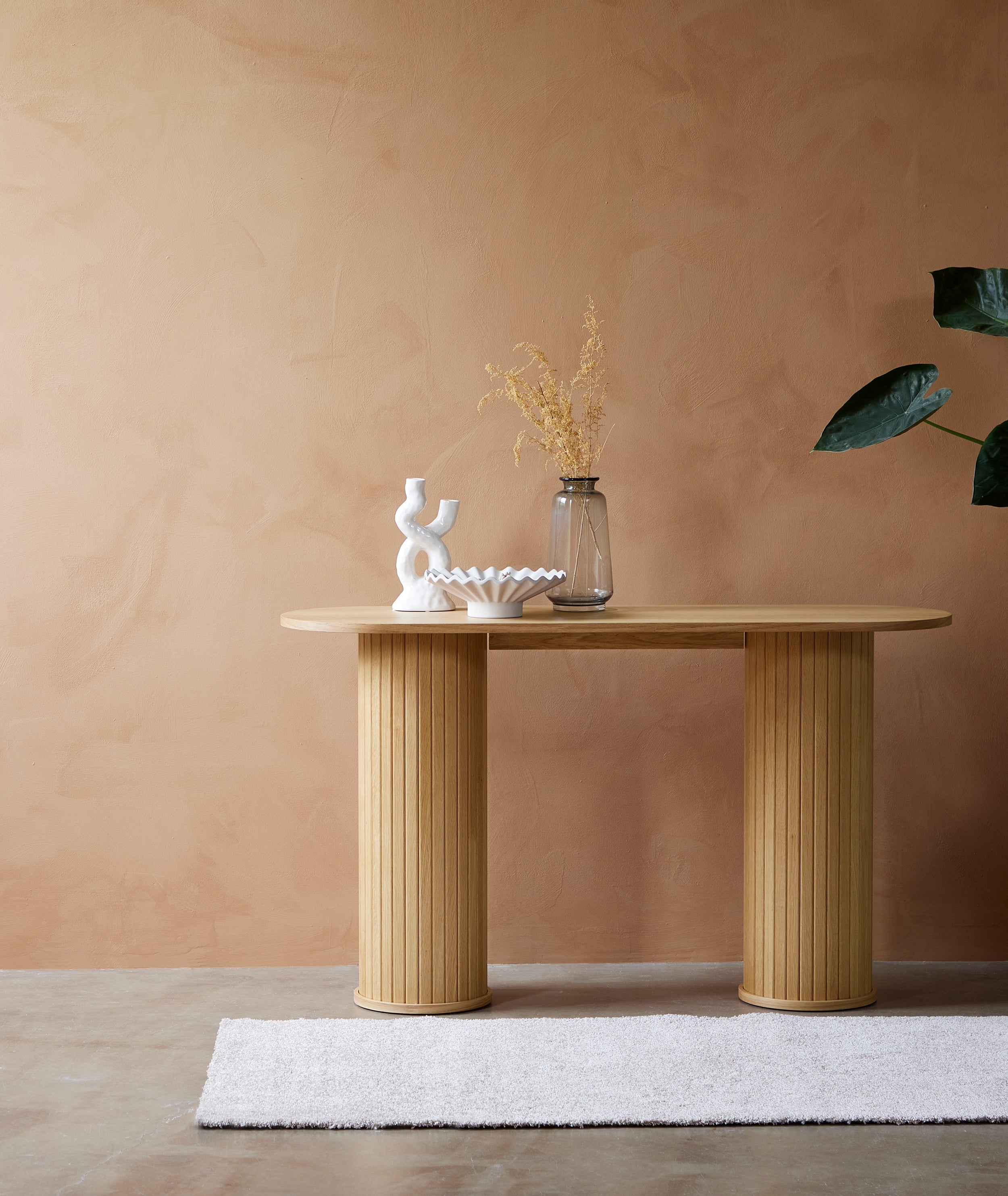 Konsola Gativel 130 cm lamele dąb naturalny