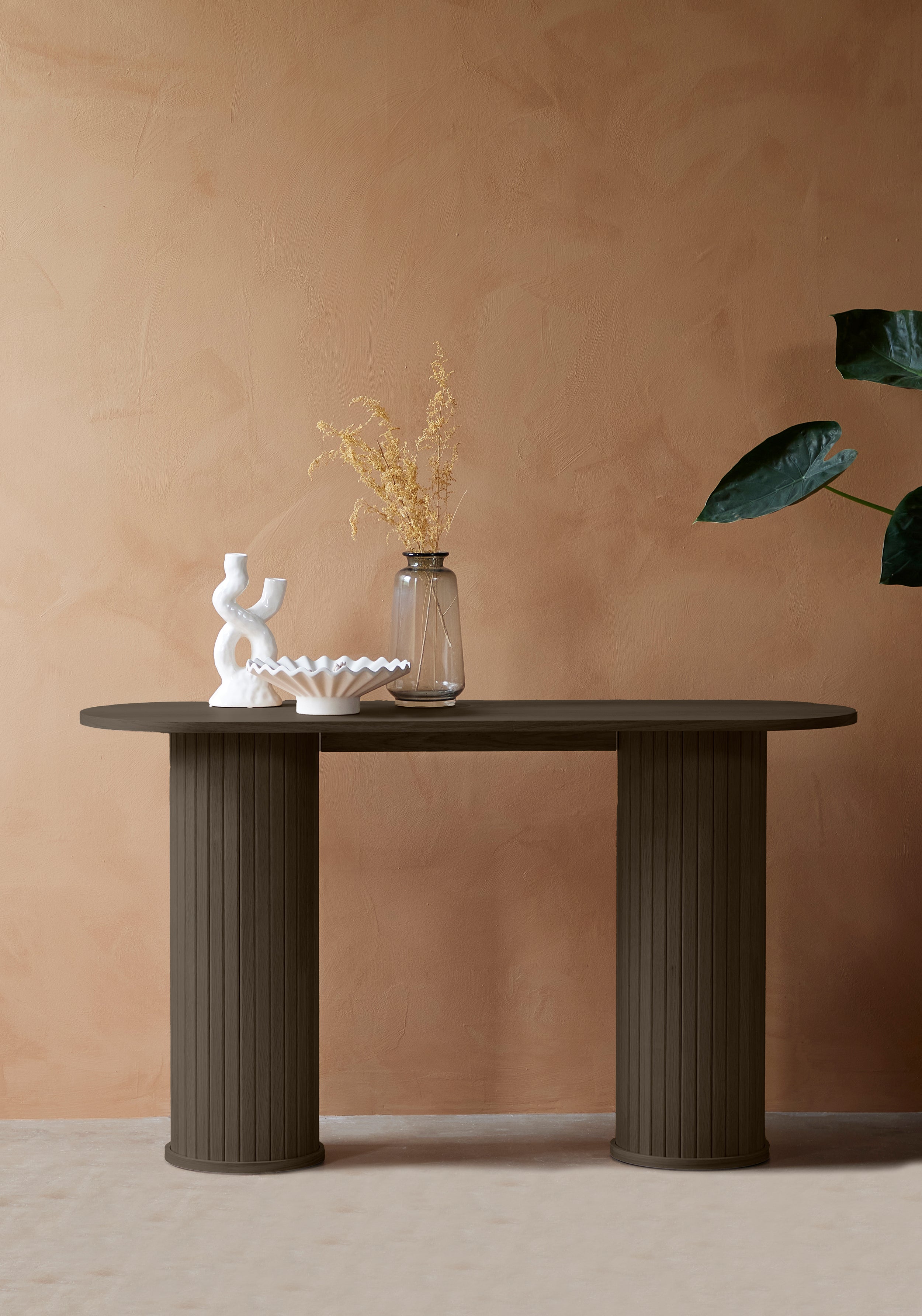 Konsola Gativel 130 cm lamele dąb palony