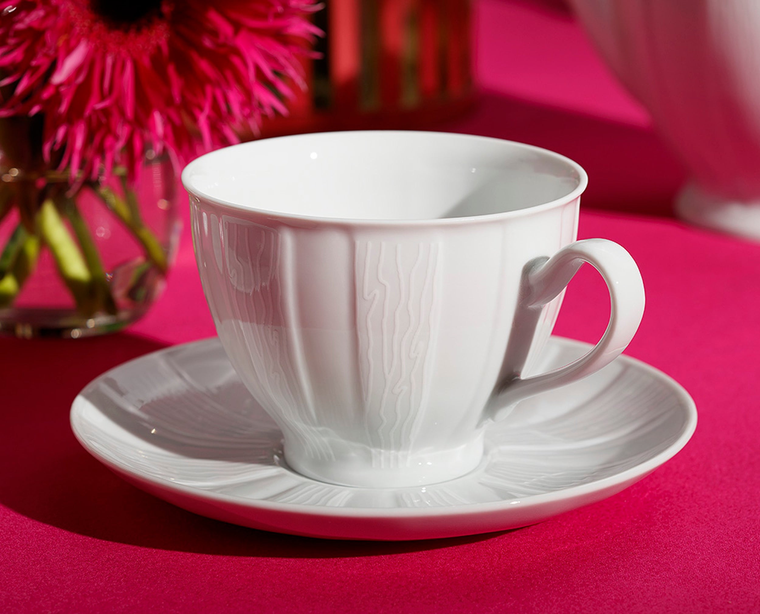 Serwis do kawy porcelanowy dla 6 os. Oktawa biała kora