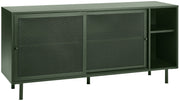 Komoda Sonaves 160 cm metalowa z przesuwnymi drzwiami ciemnozielona