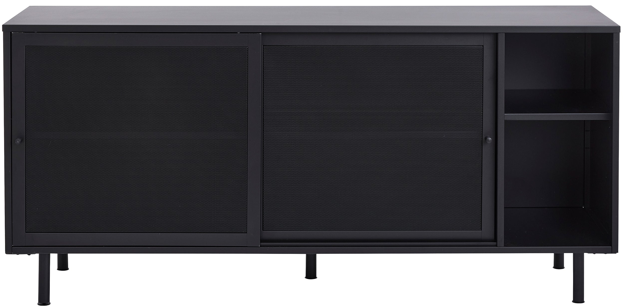 Komoda Sonaves 160 cm metalowa z przesuwnymi drzwiami czarna