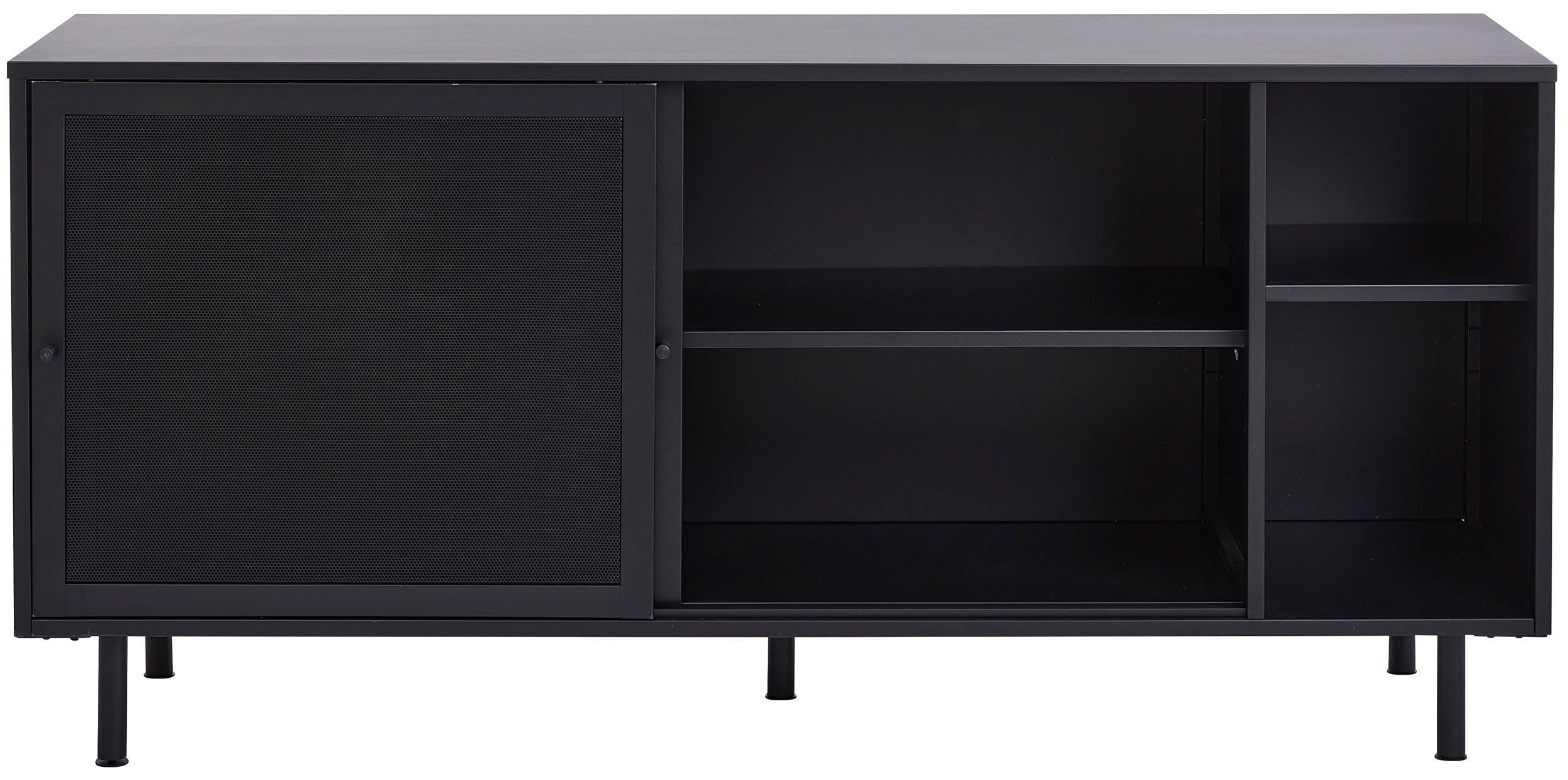 Komoda Sonaves 160 cm metalowa z przesuwnymi drzwiami czarna