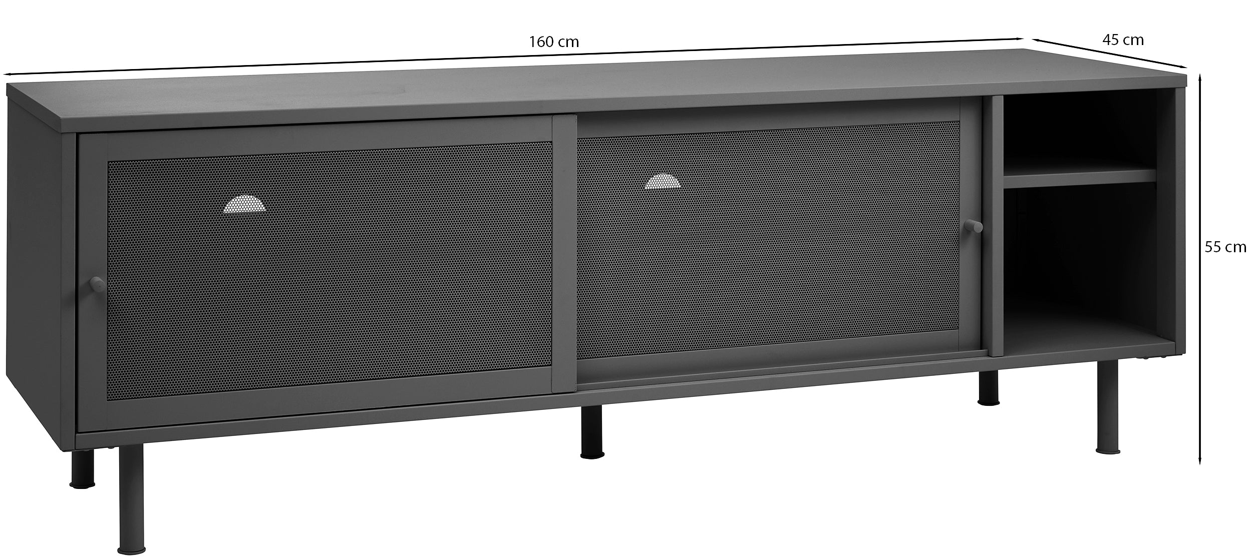 Szafka RTV Sonaves 160 cm metalowa z przesuwnymi drzwiami czarna