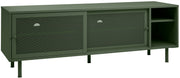 Szafka RTV Sonaves 160 cm metalowa z przesuwnymi drzwiami ciemnozielona