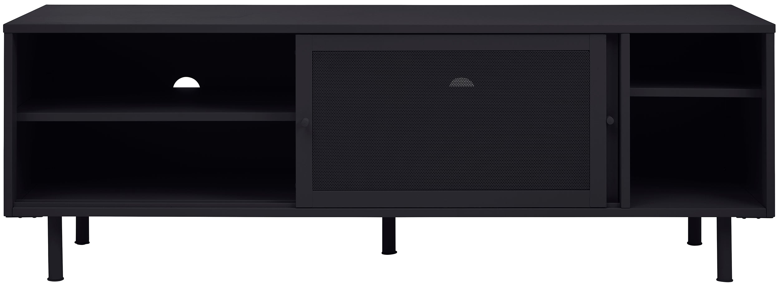 Szafka RTV Sonaves 160 cm metalowa z przesuwnymi drzwiami czarna