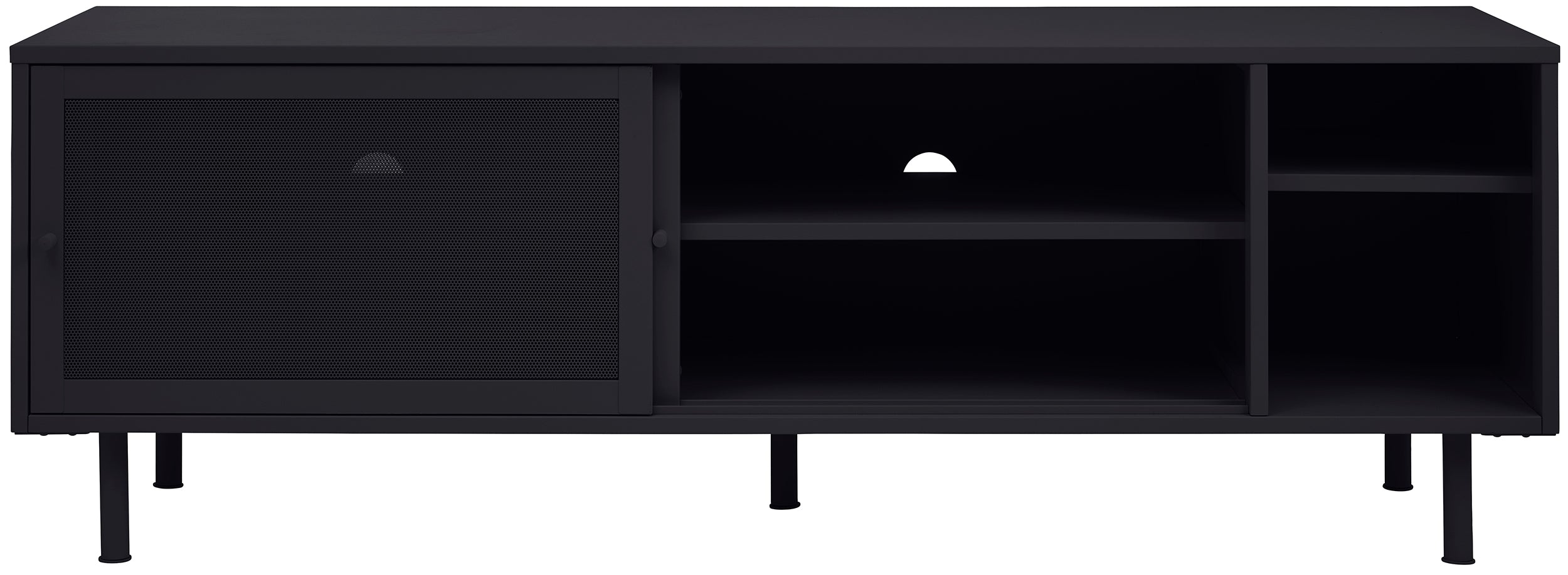 Szafka RTV Sonaves 160 cm metalowa z przesuwnymi drzwiami czarna