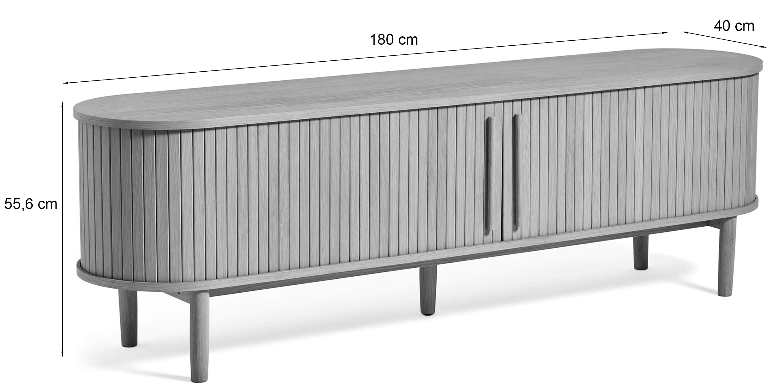 Szafka RTV Meta 180 cm lamele dąb bielony