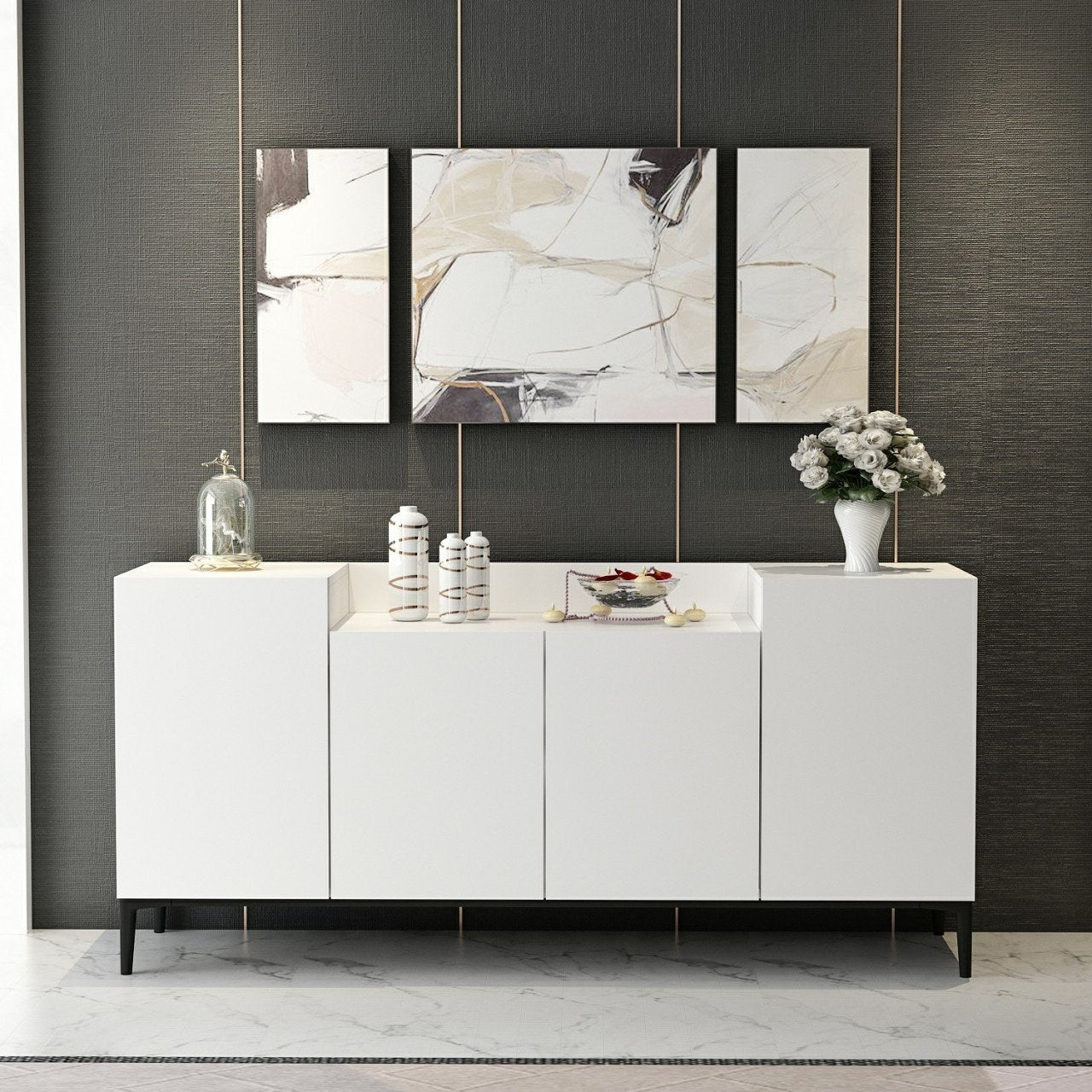 Komoda czterodrzwiowa Fettligh 160 cm biały