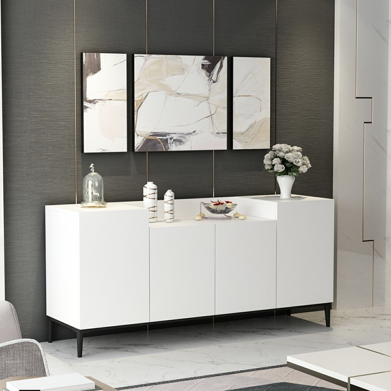 Komoda czterodrzwiowa Fettligh 160 cm biały
