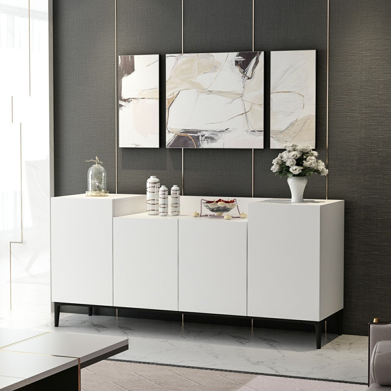 Komoda czterodrzwiowa Fettligh 160 cm biały