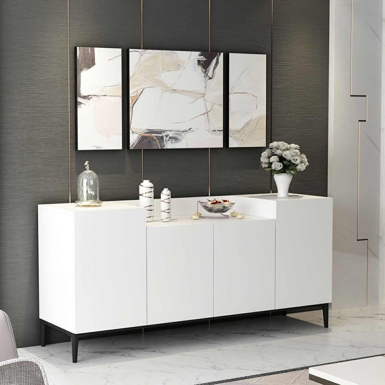 Komoda czterodrzwiowa Fettligh 160 cm biały