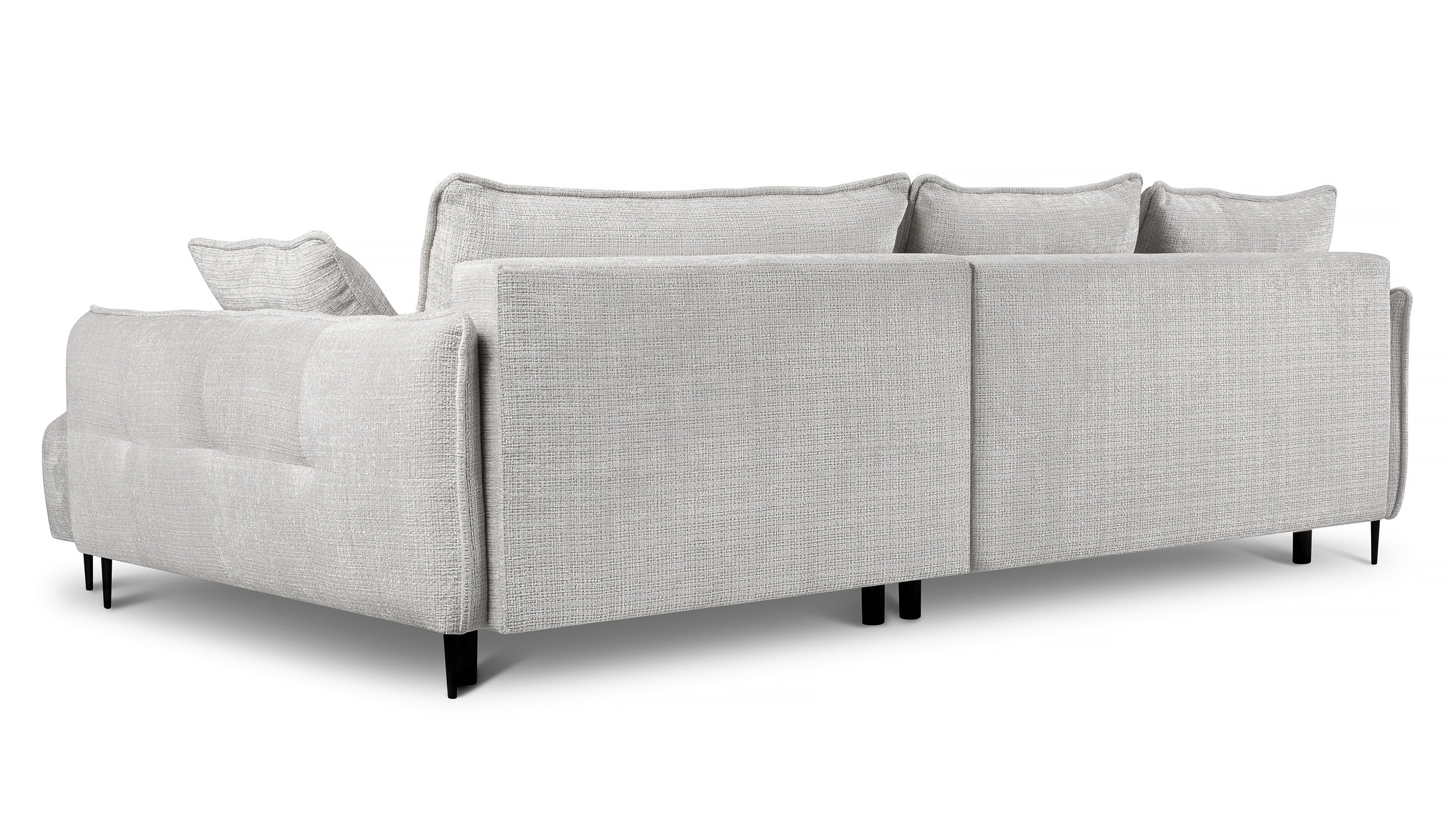 Narożnik Oblivio z funkcją spania L-kształtny z pojemnikiem jasnoszary szenil prawostronny