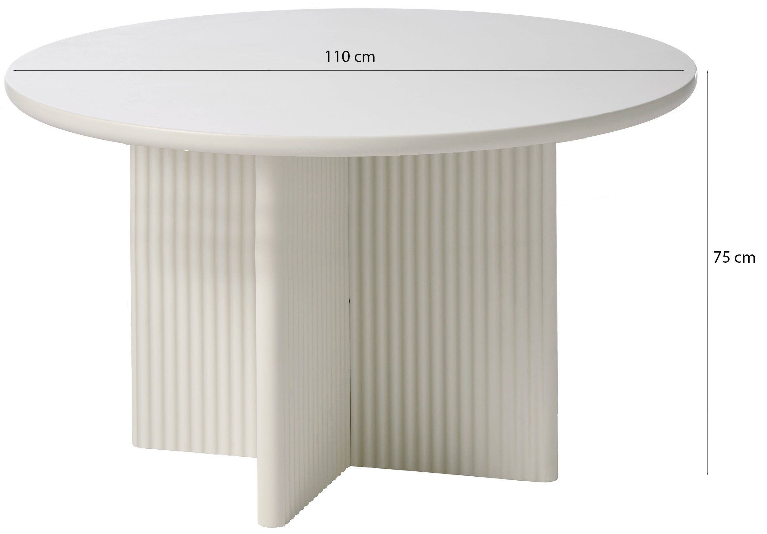 Stół okrągły Athenise 110 cm podstawa krzyżowa lamele jasnoszary