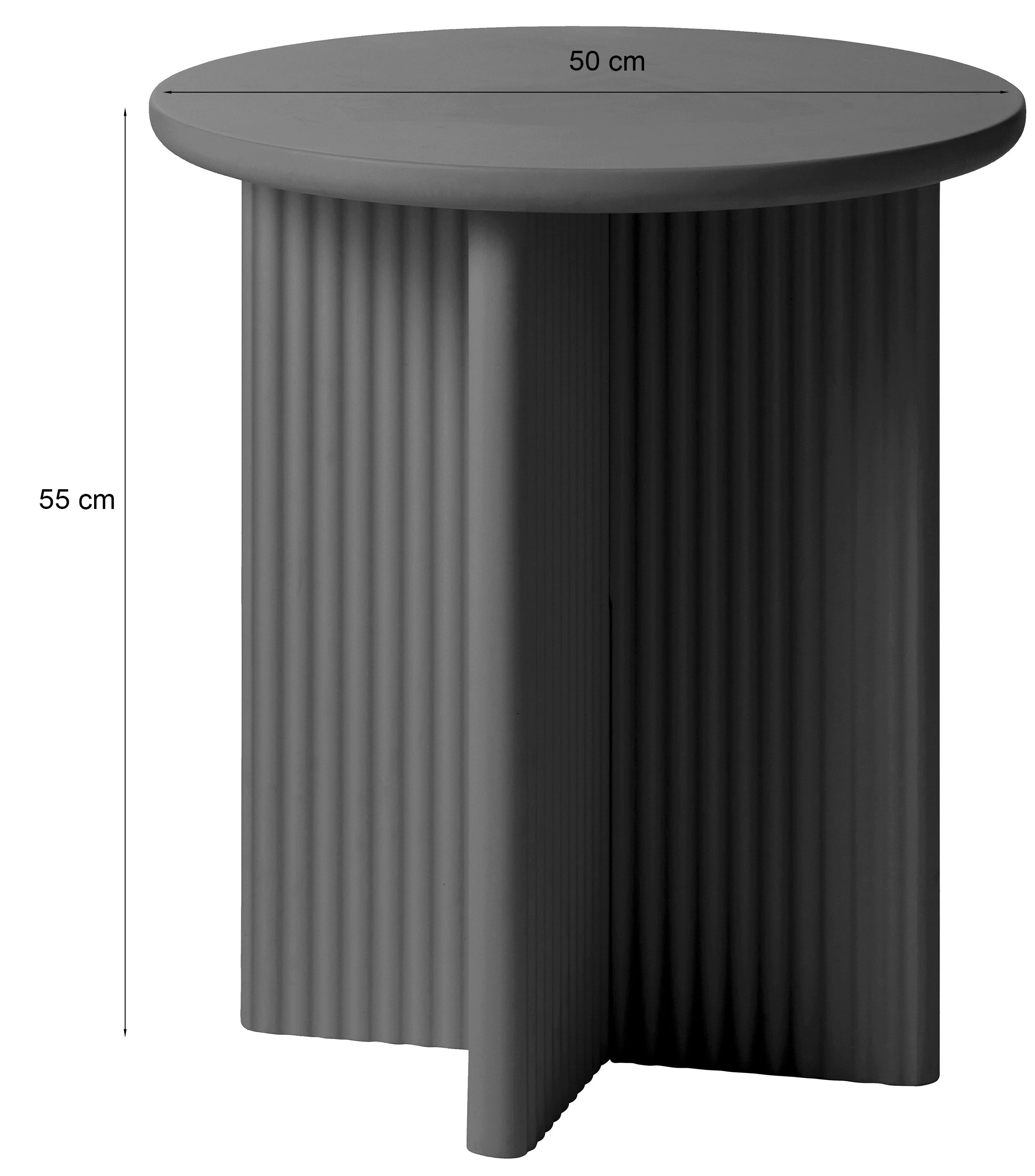 Stolik boczny Athenise okrągły 50 cm podstawa krzyżowa szarobeżowy