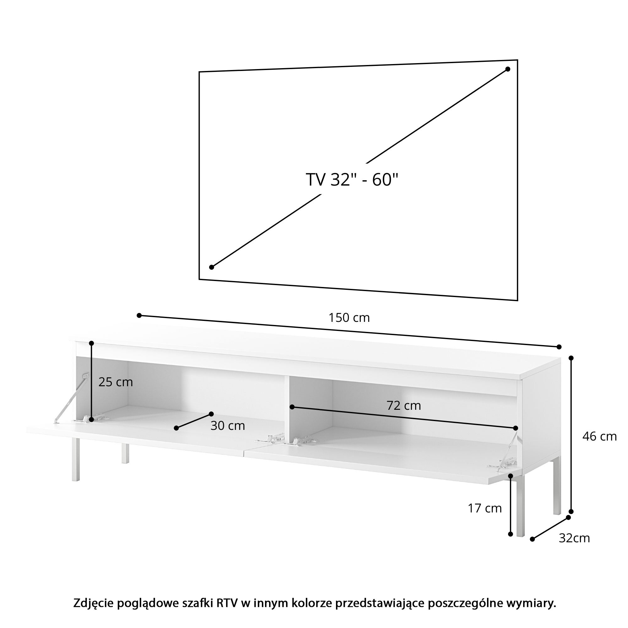 Szafka RTV Bemmi 150 cm czarna ze złotymi nogami